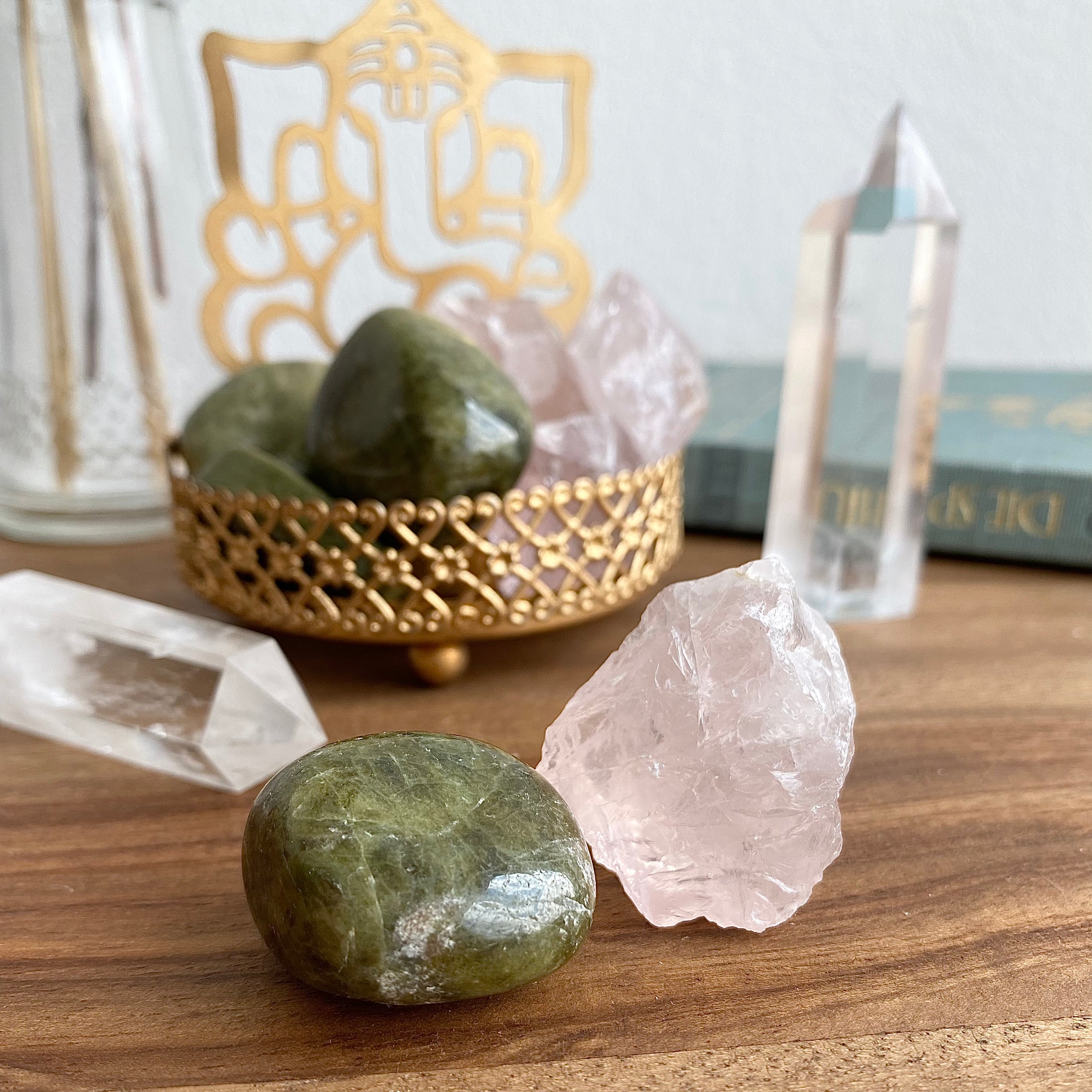 Set Selbstliebe und Erkenntnis mit Vesuvianit und Rosenquarz - Produktbild