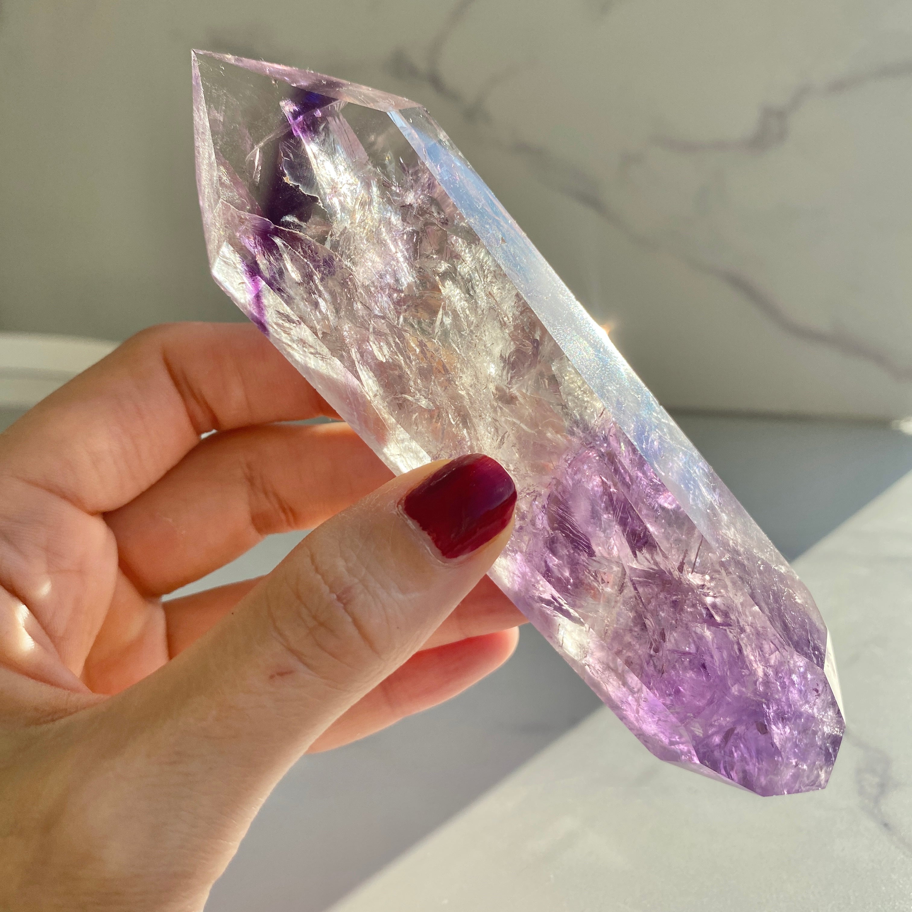 Amethyst Doppelender mit Phantomen