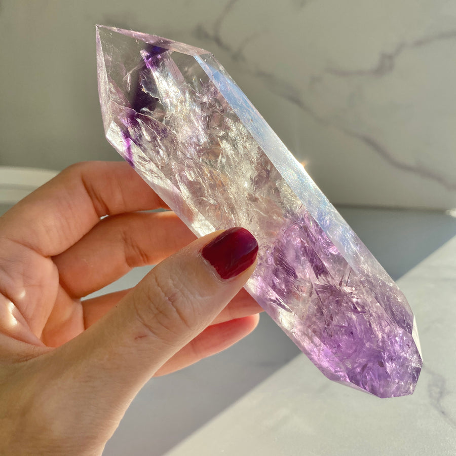 Amethyst Doppelender mit Phantomen