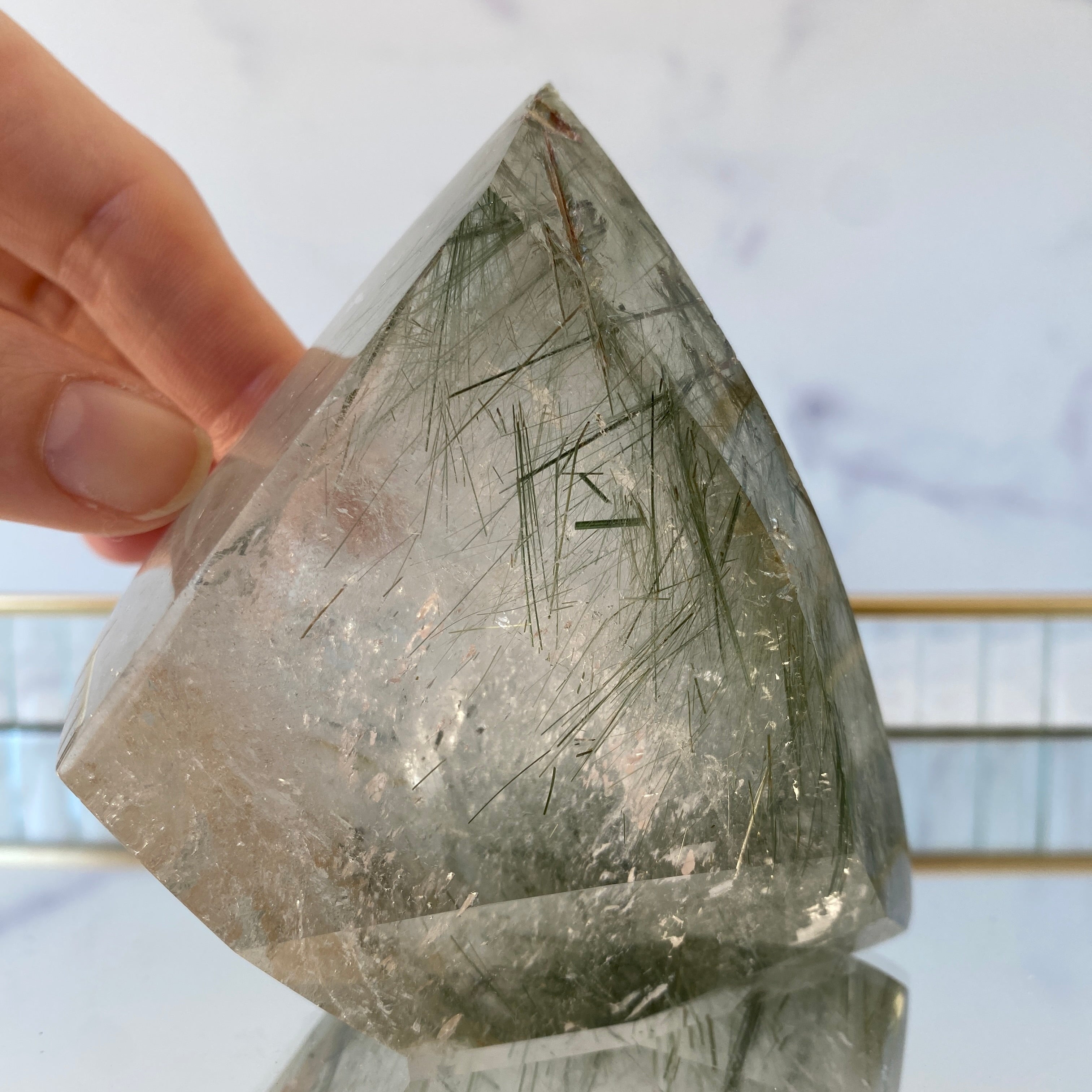 Aktinolith in Quarz Freiform