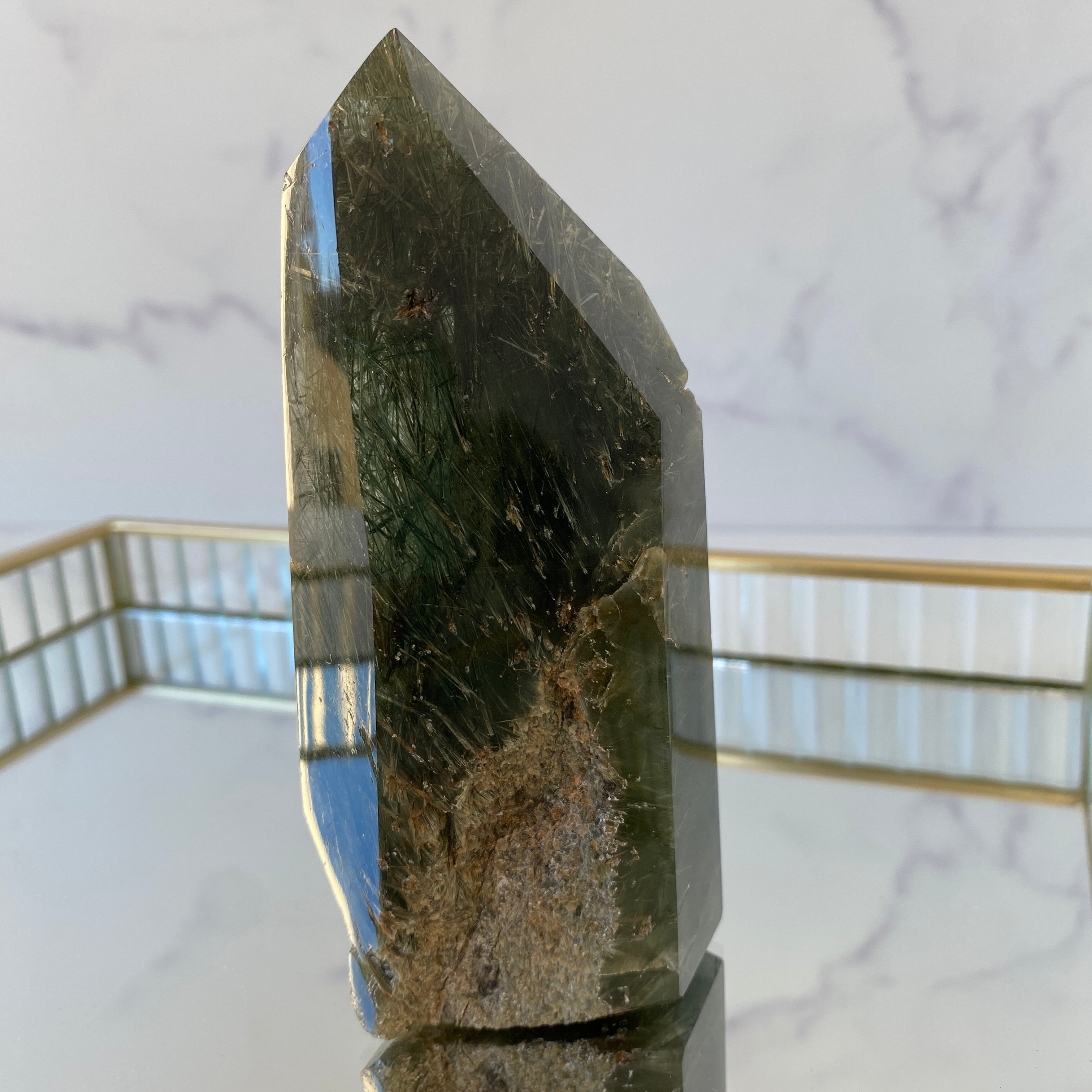 Aktinolith in Quarz Turm