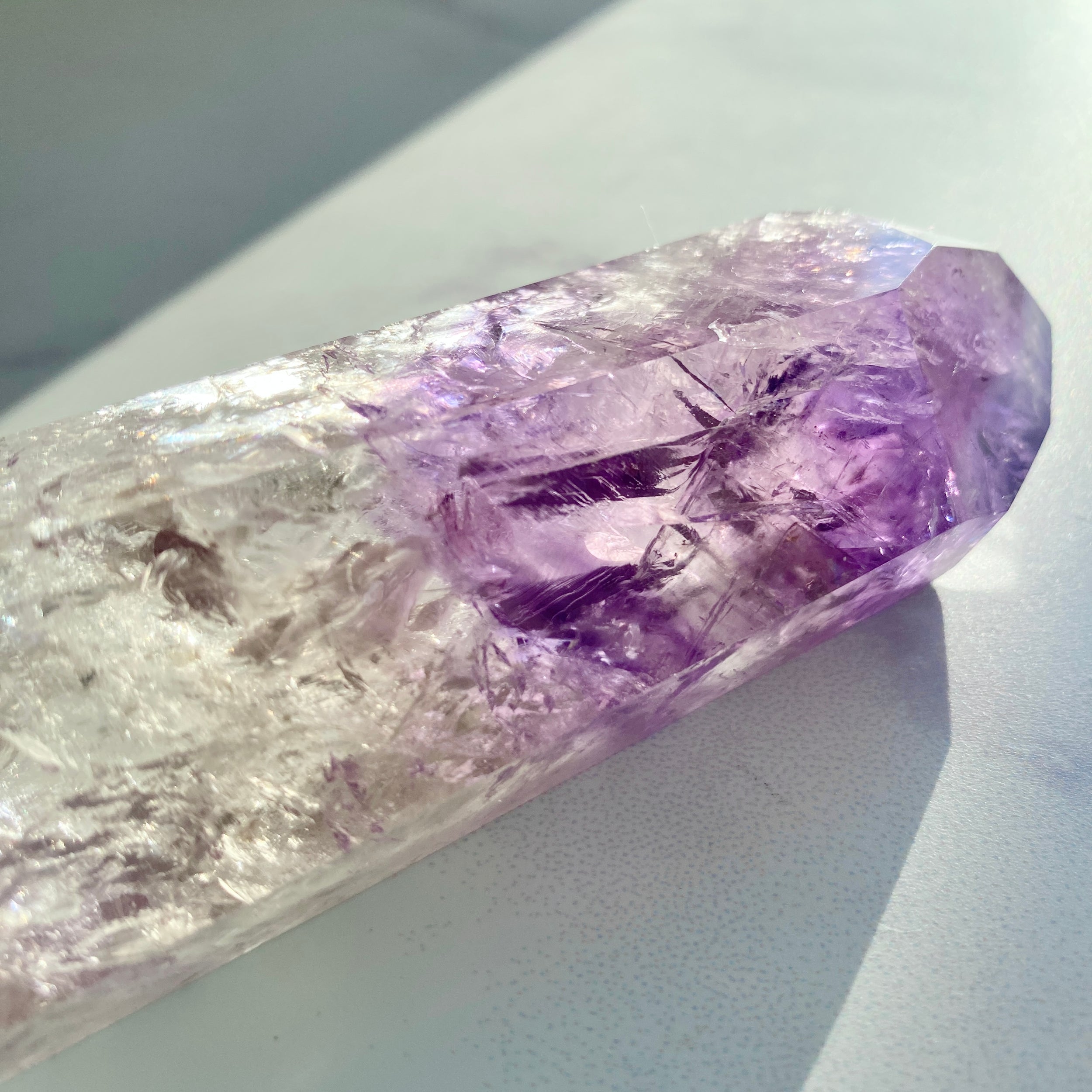 Klarer Amethyst Doppelender mit Phantomen