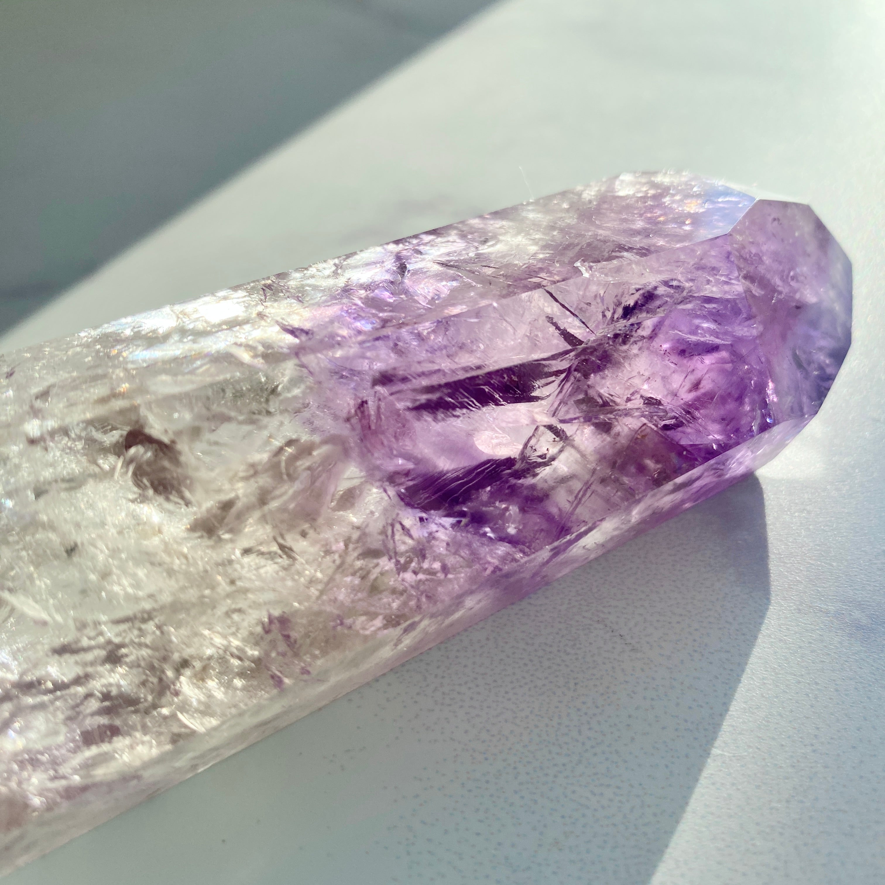 Klarer Amethyst Doppelender mit Phantomen