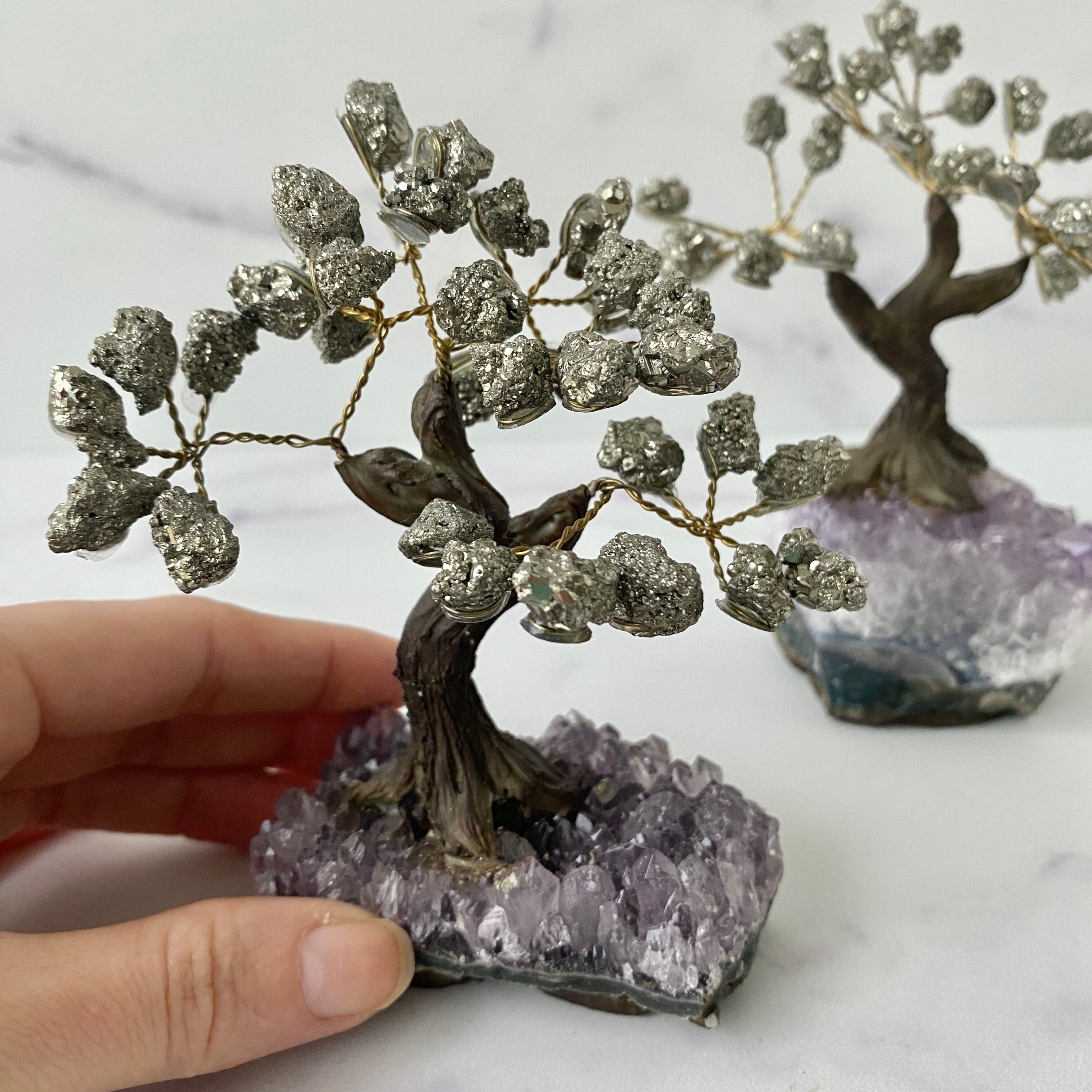 Pyrit Baum auf Amethyst Cluster