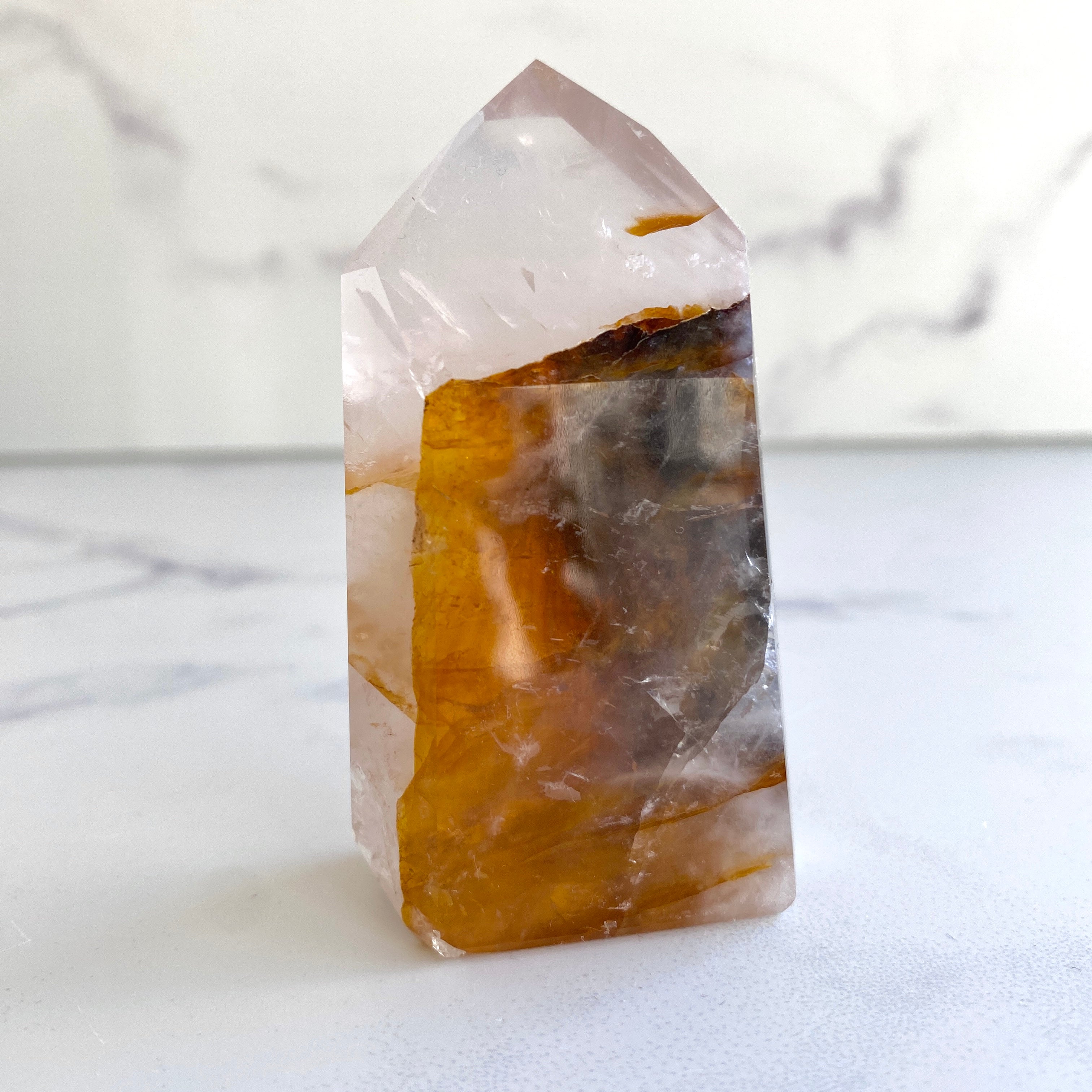 Golden Healer Turm mit Rosenquarz