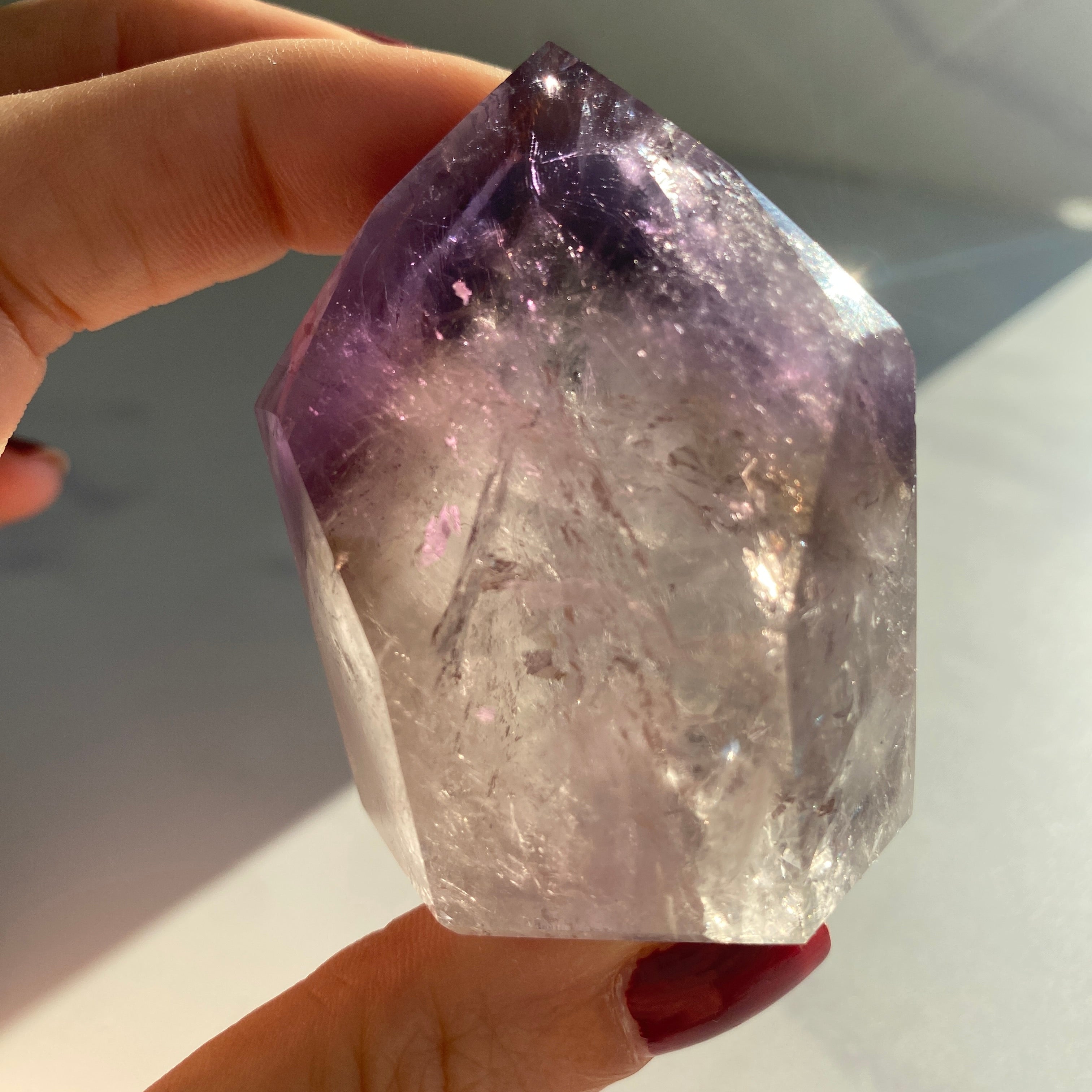 Ametrin Turm, Amethyst mit Citrin Turm