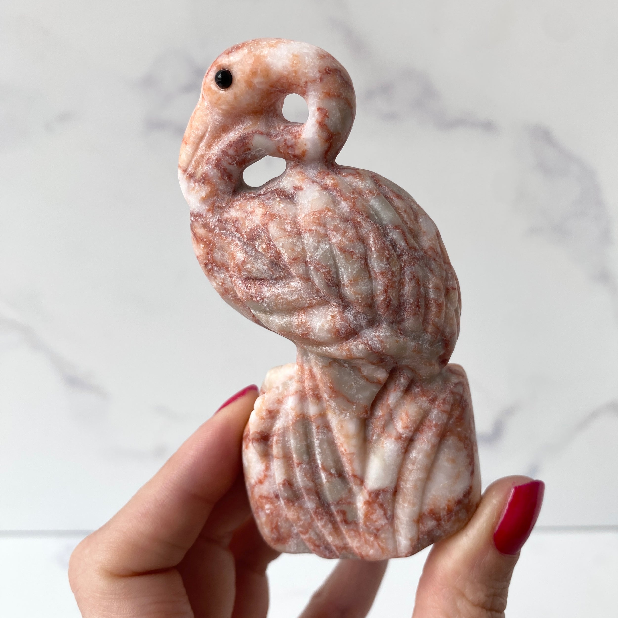 Flamingo Carving aus Jaspis