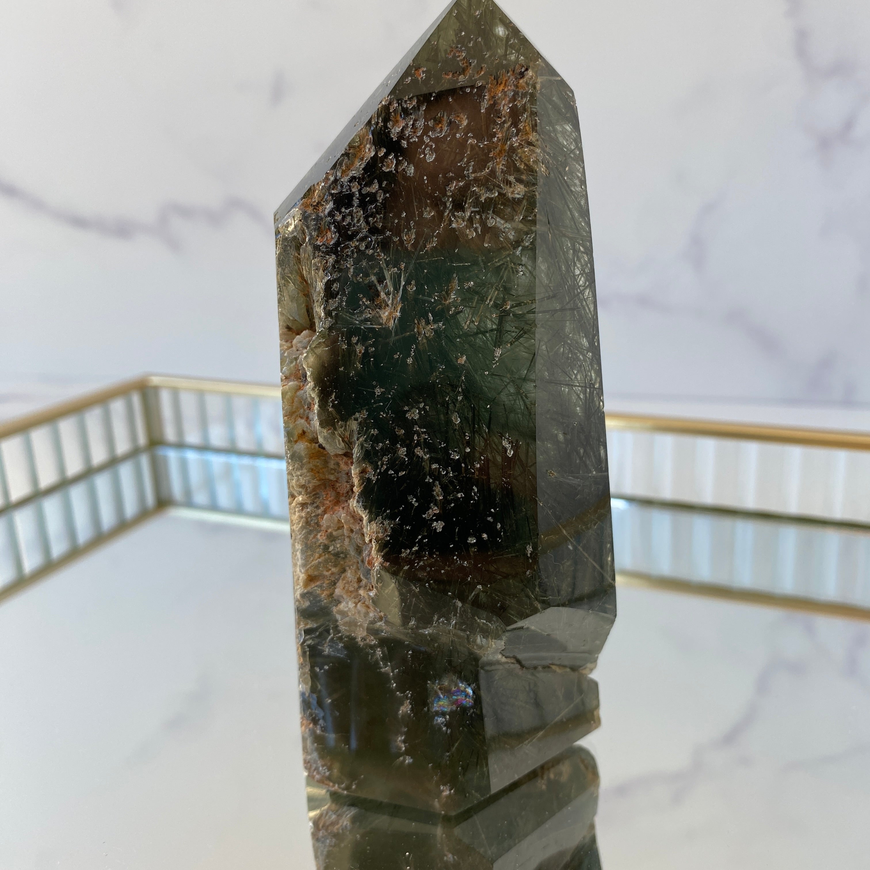 Aktinolith in Quarz Turm