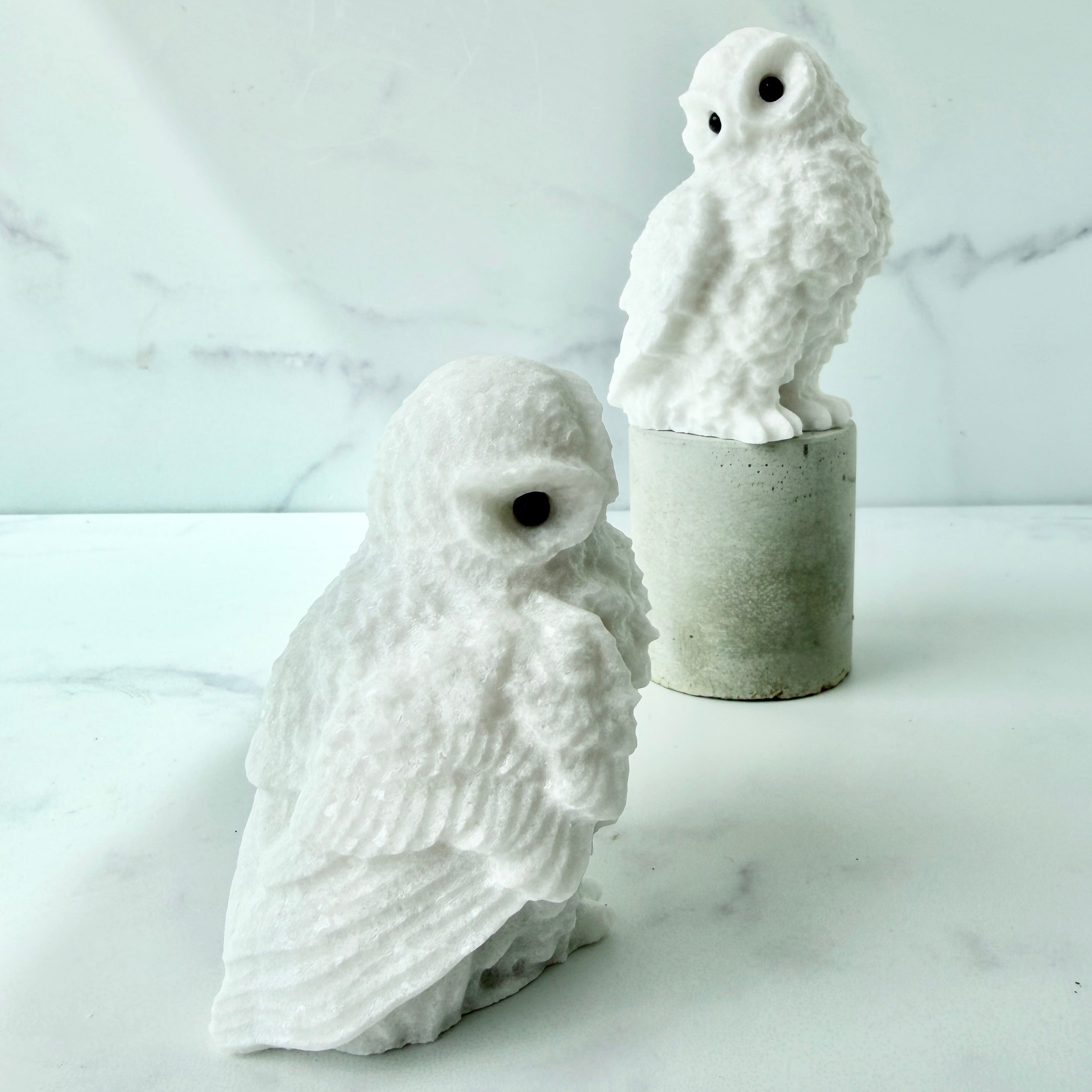 Eule Dekofigur aus weißem Alabaster kaufen