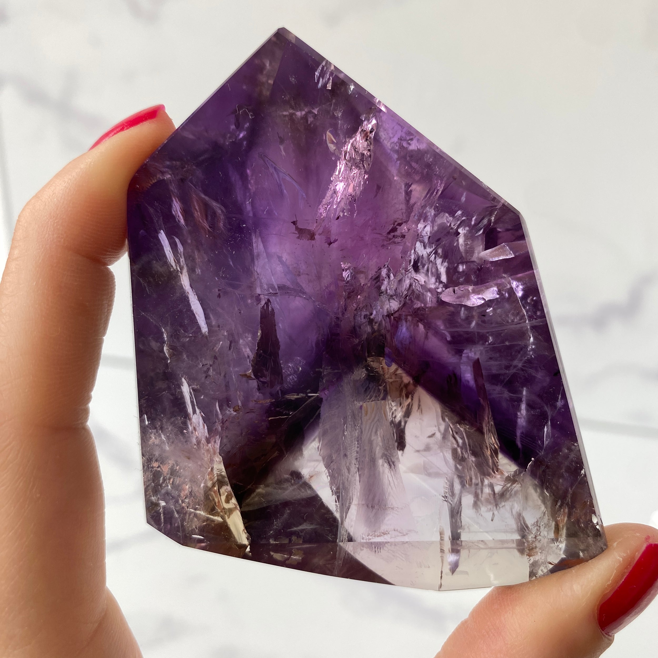 Ametrin Freiform Einzelstück, Amethyst mit Citrin