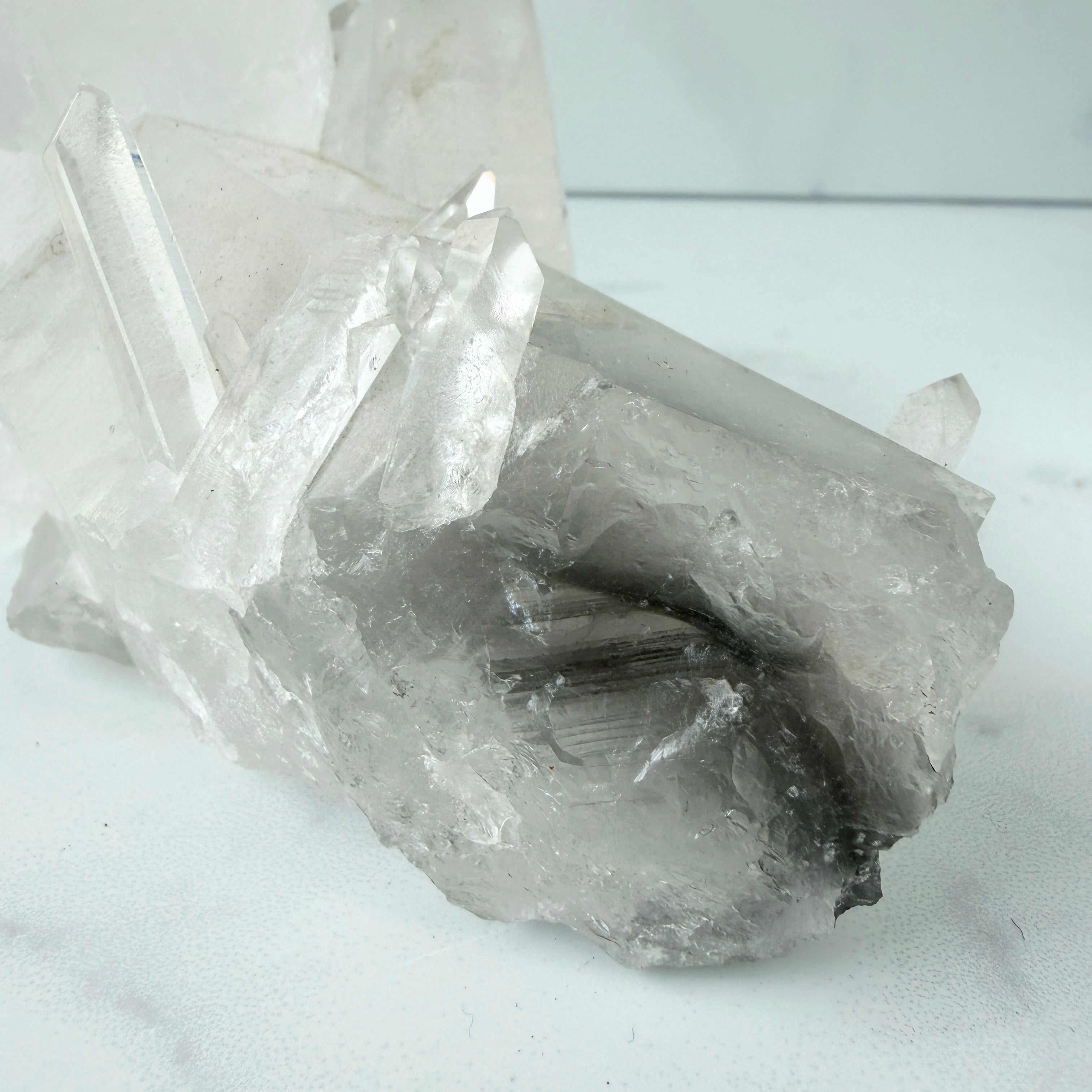 Bergkristall Stufe mit Black Phantom, Quarz Stufe mit Einschlüssen, Einzelstück