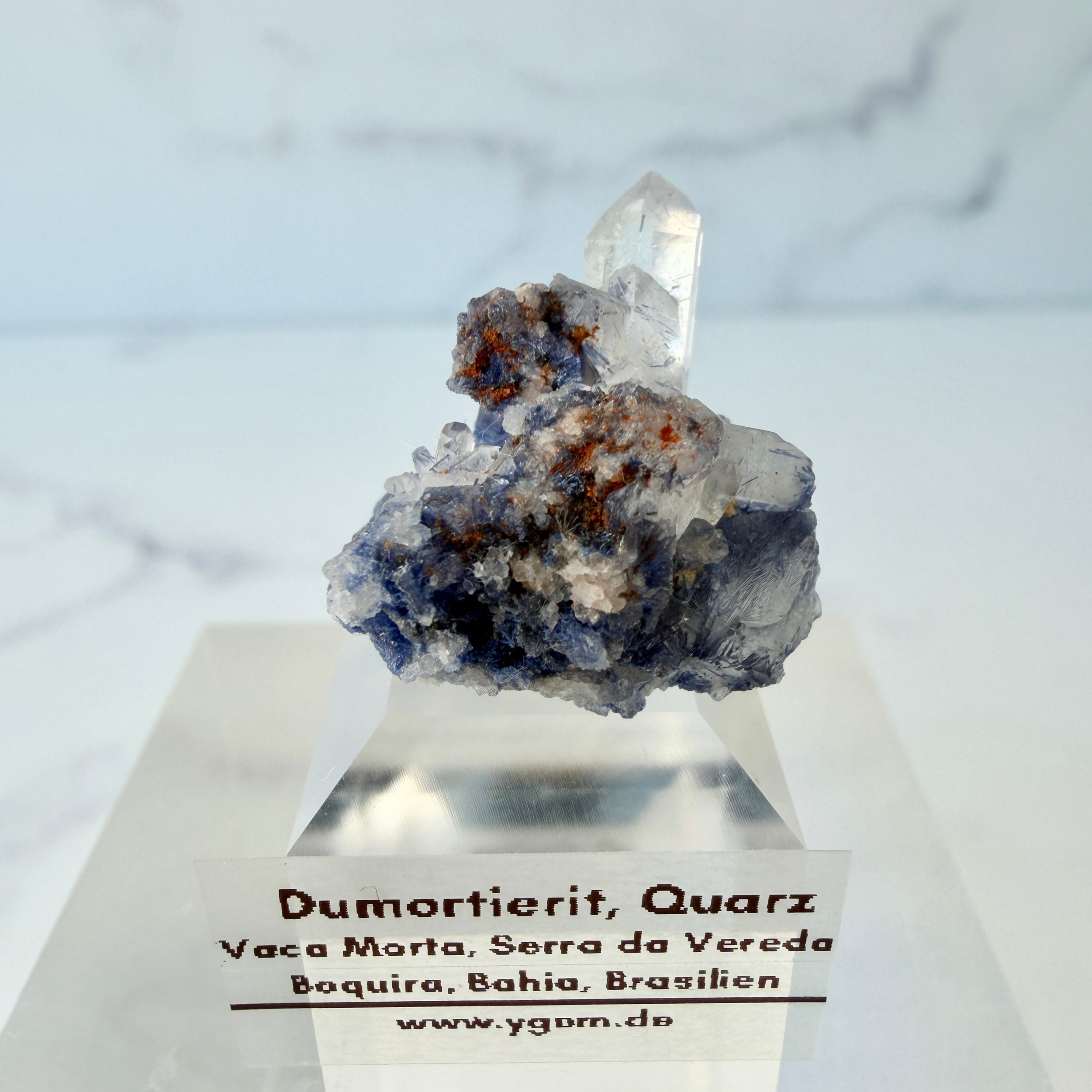 Dumortierit in Quarz, Dumortieritquarz Cluster, Einzelstück