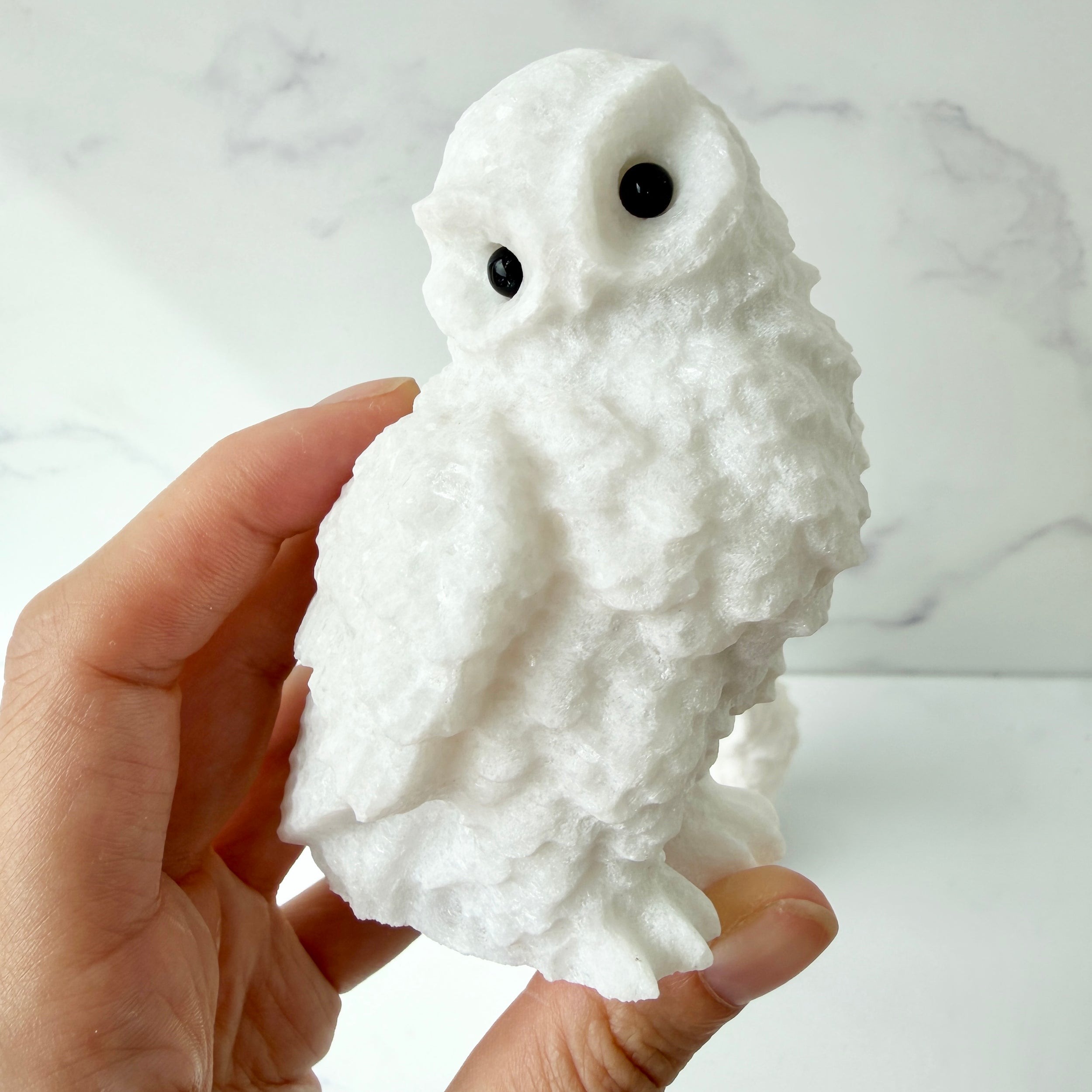 Eule Dekofigur aus weißem Alabaster kaufen