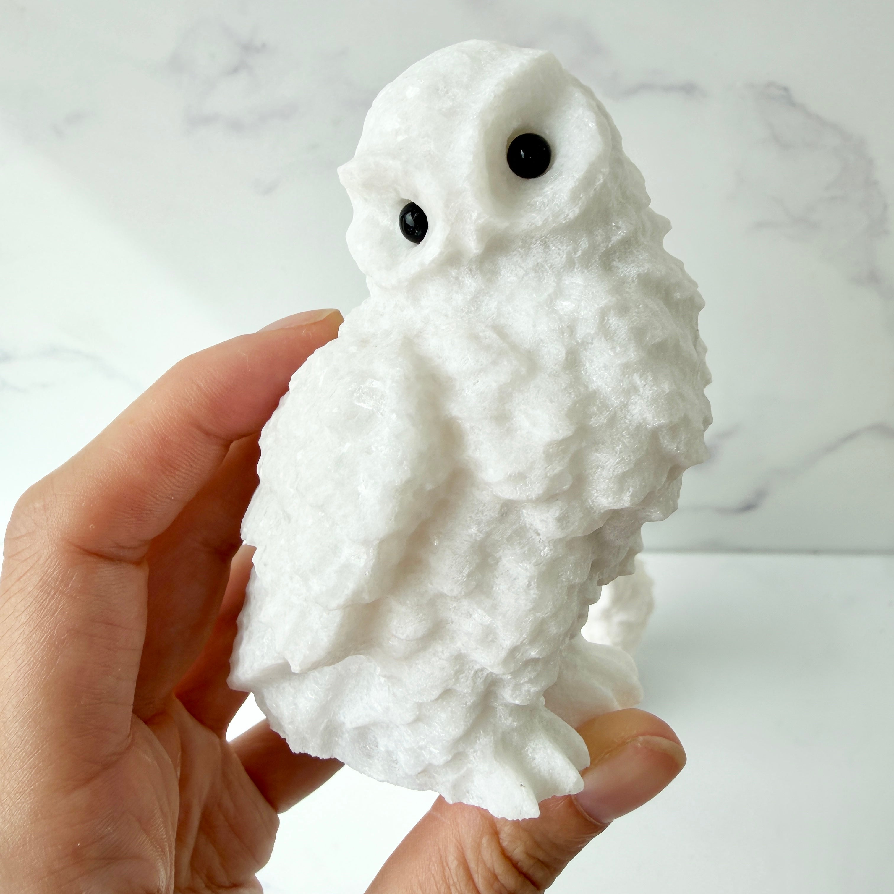Eule Dekofigur aus weißem Alabaster kaufen
