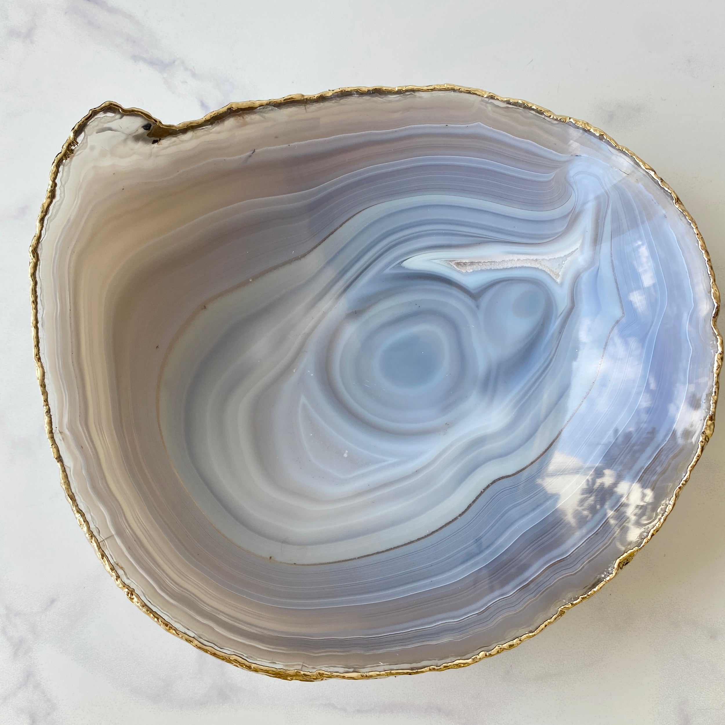 blaue Achatschale vergoldet