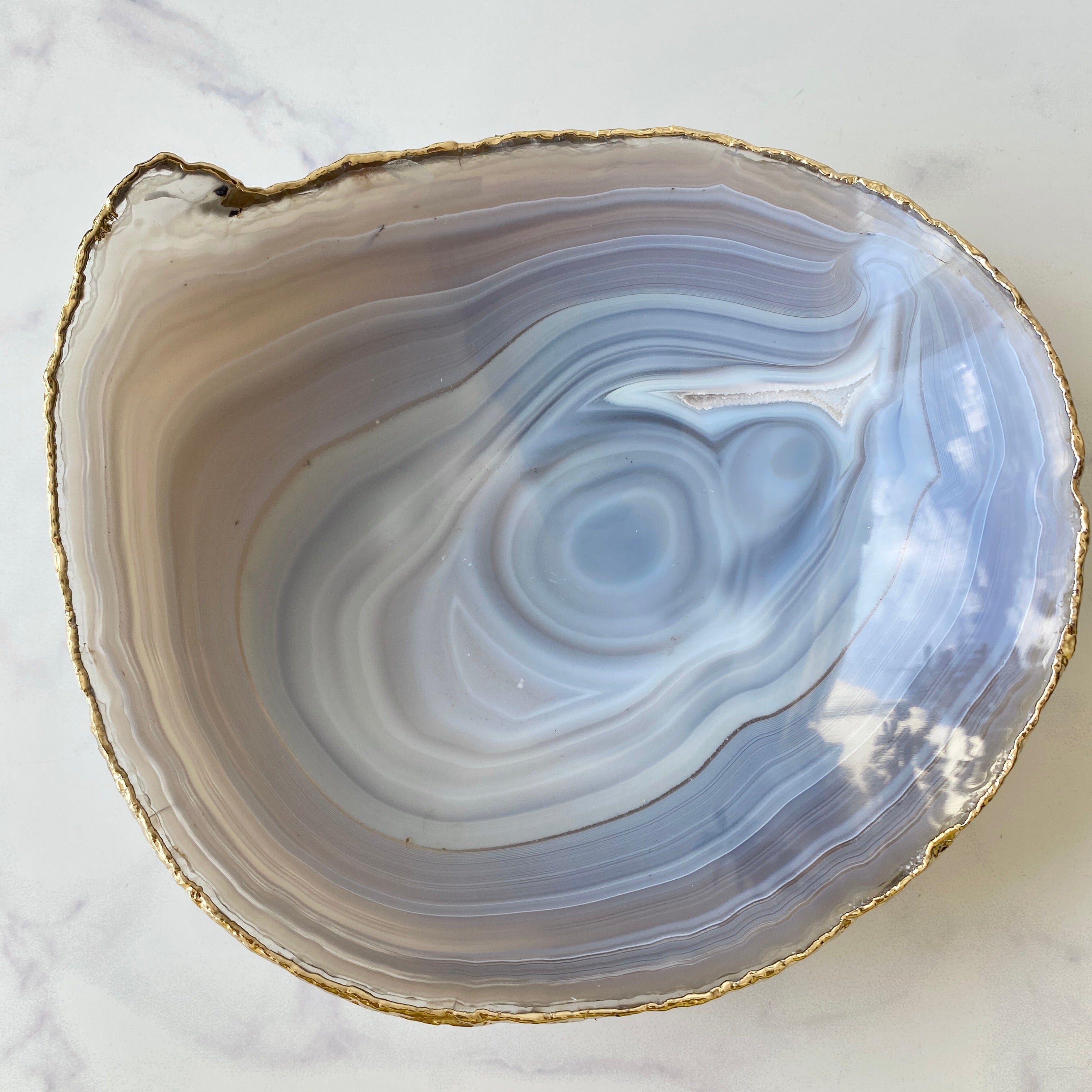 blaue Achatschale vergoldet