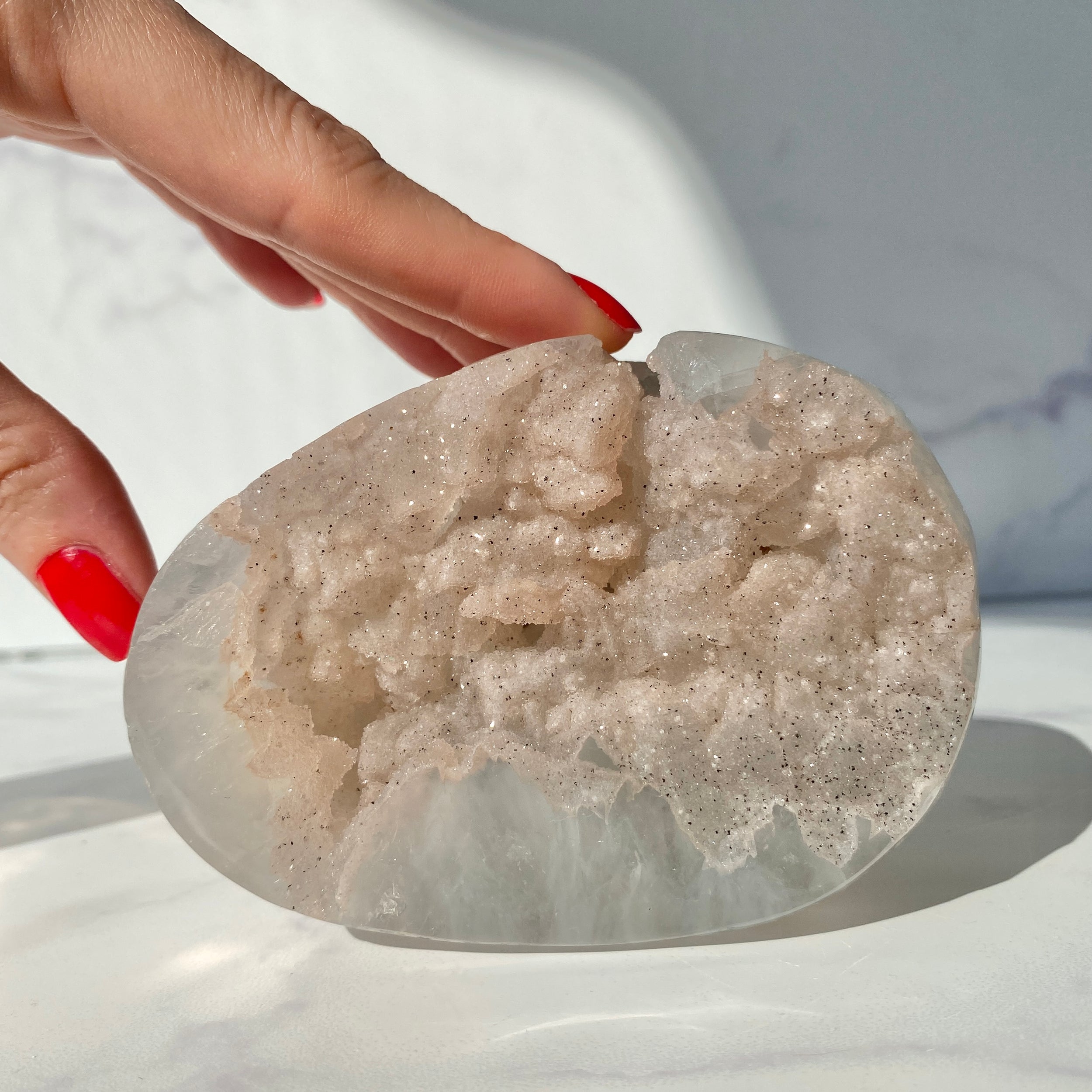 Zucker Achat in pastelligem altrosa Einzelstück