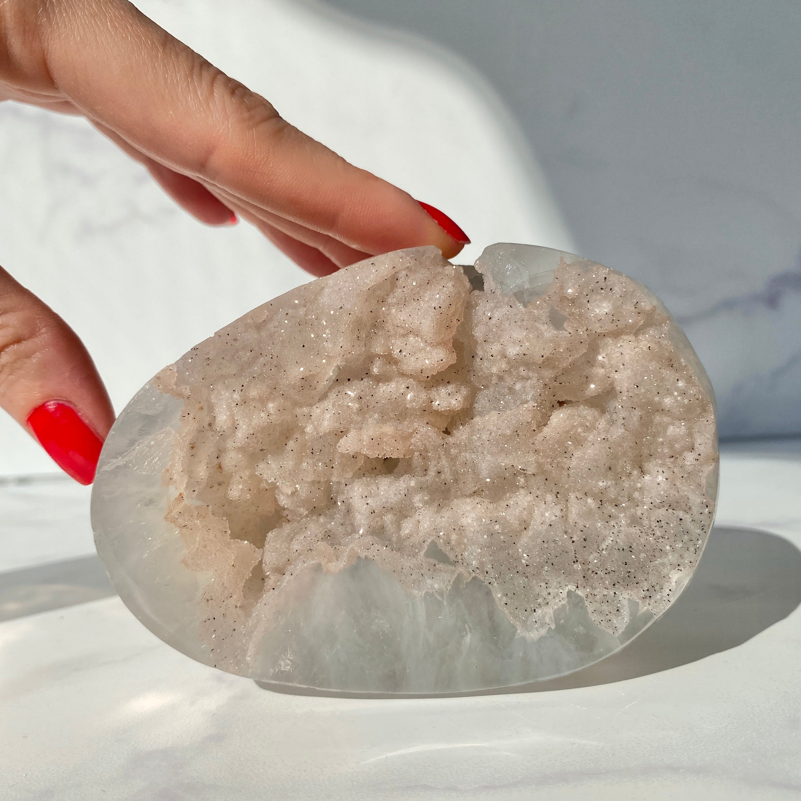 Zucker Achat in pastelligem altrosa Einzelstück
