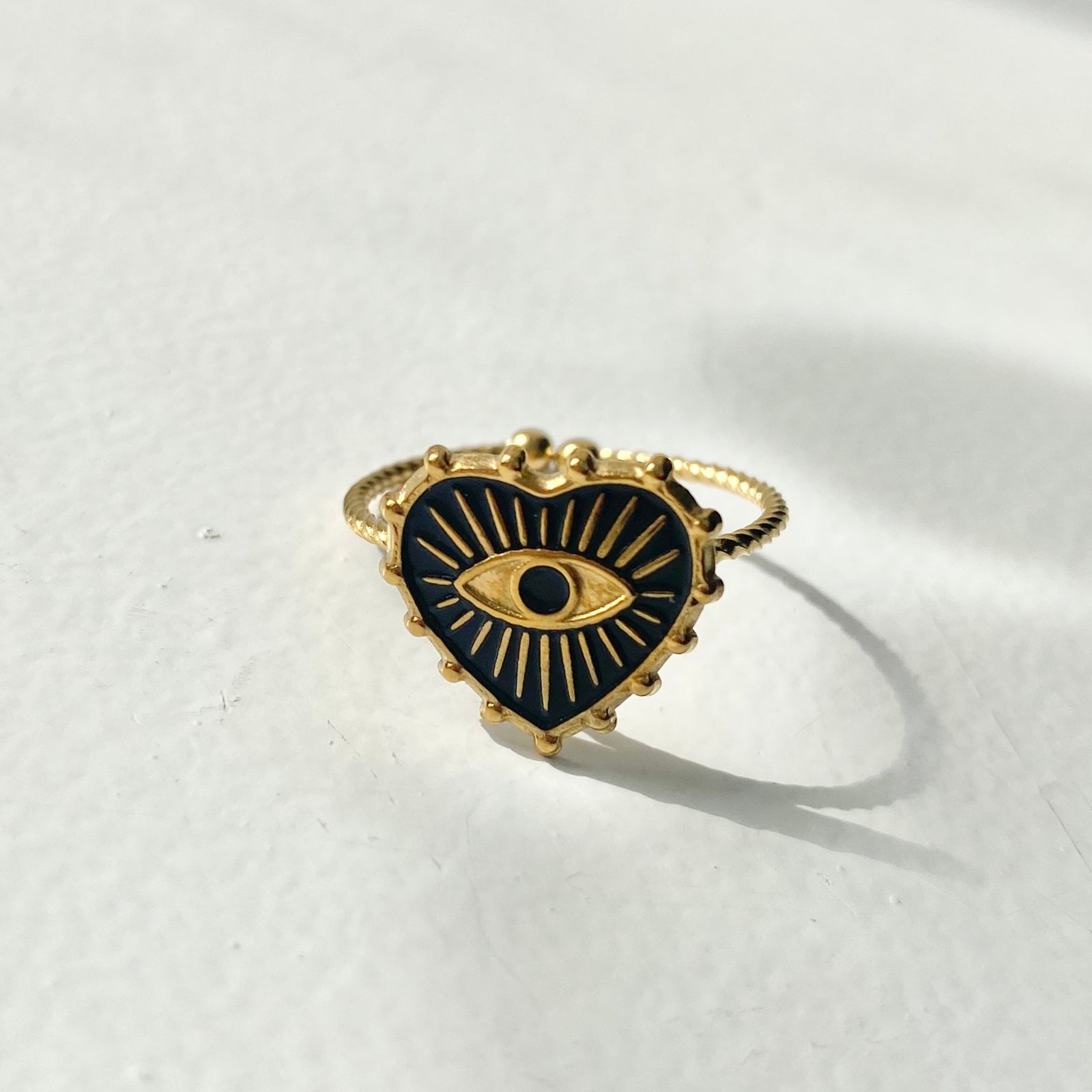 Ring Evil Eye in Herzform