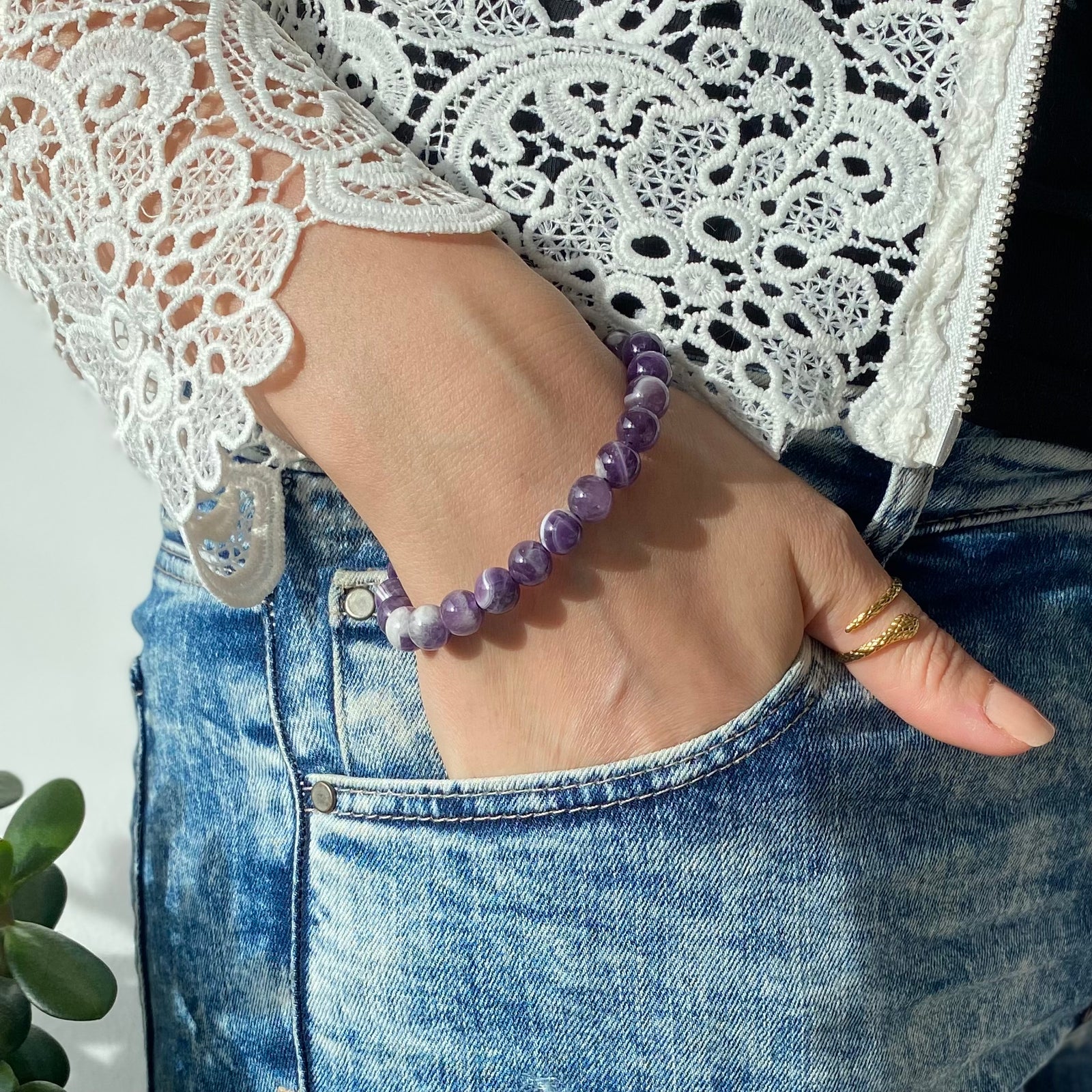 Chevron Amethyst Armband (Dream Amethyst)
