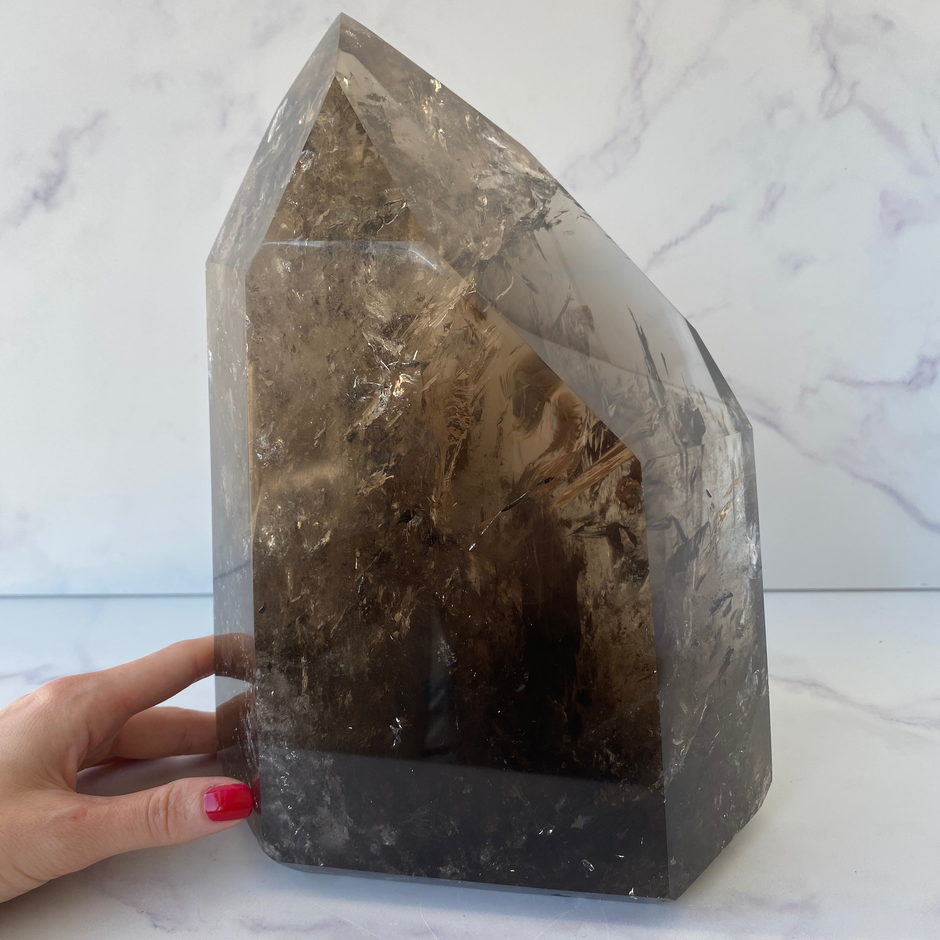 XL Rauchquarz Turm mit Phantomen