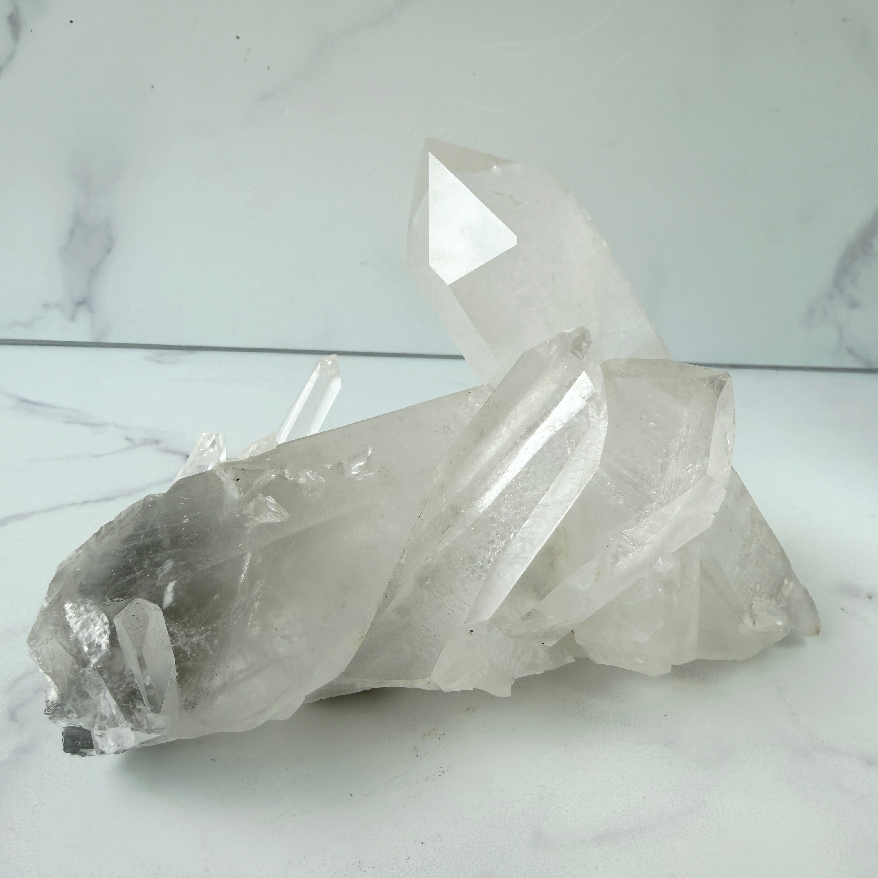 Bergkristall Stufe mit Black Phantom, Quarz Stufe mit Einschlüssen, Einzelstück