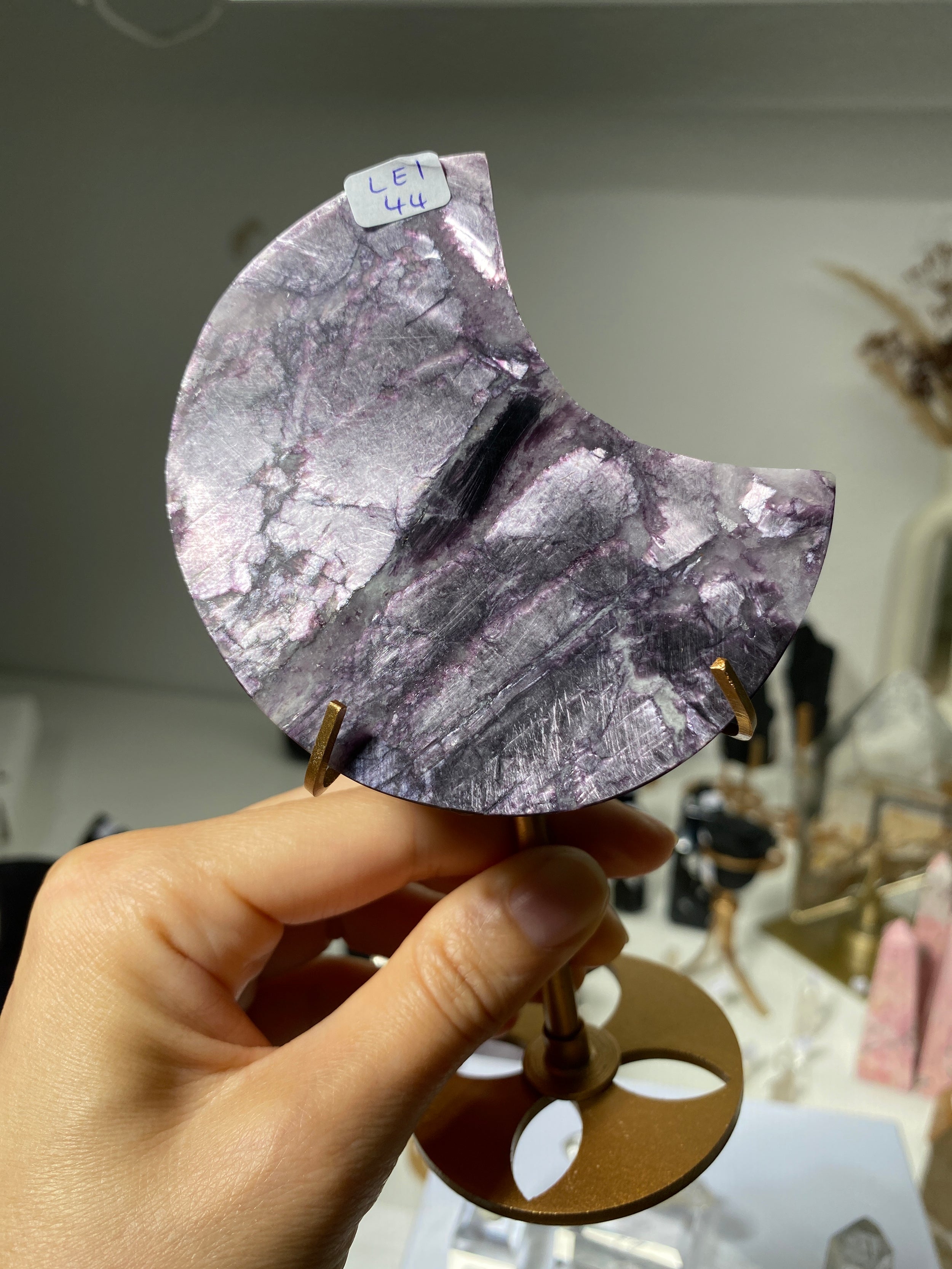 Lepidolith Mond auf Ständer für nicolemii