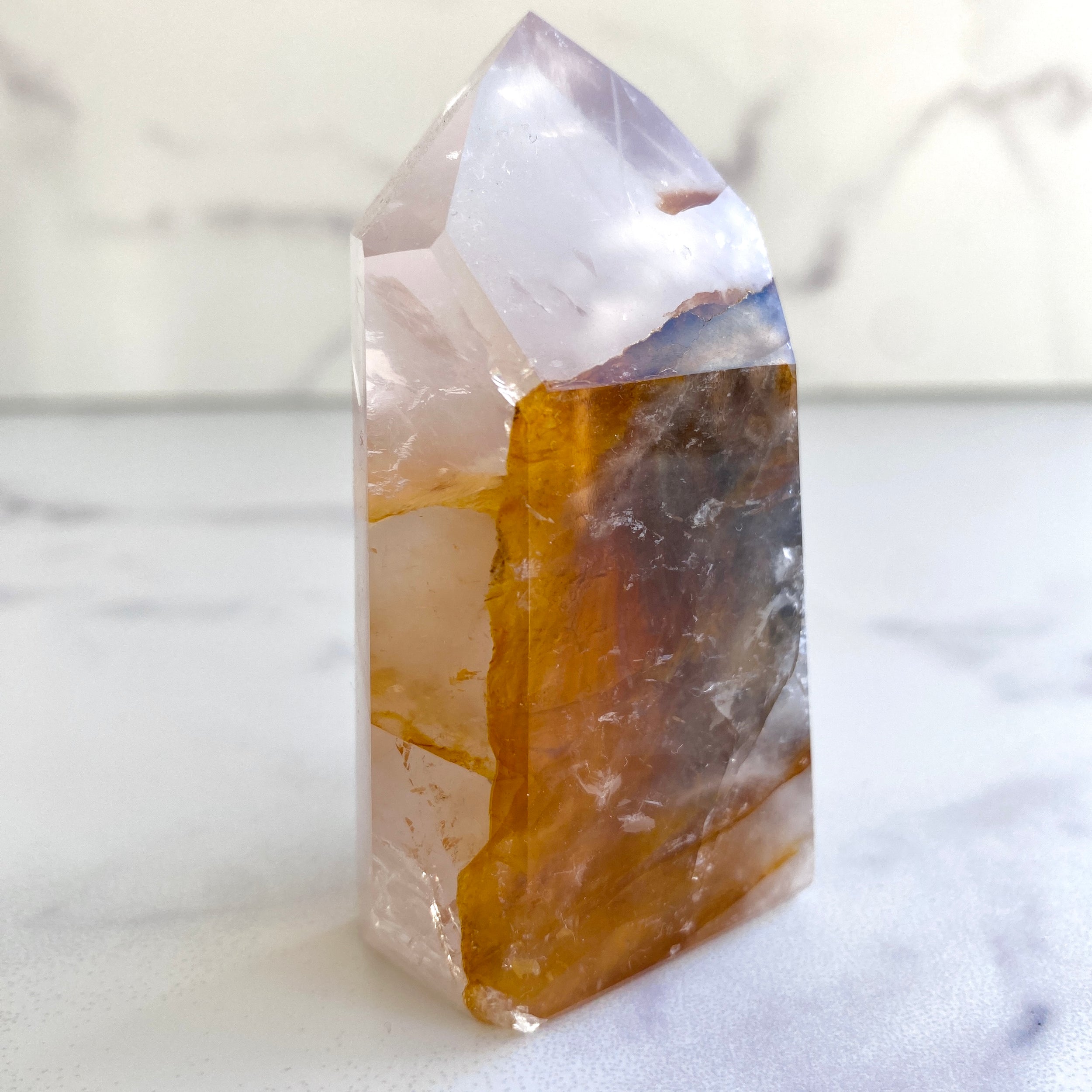 Golden Healer Turm mit Rosenquarz