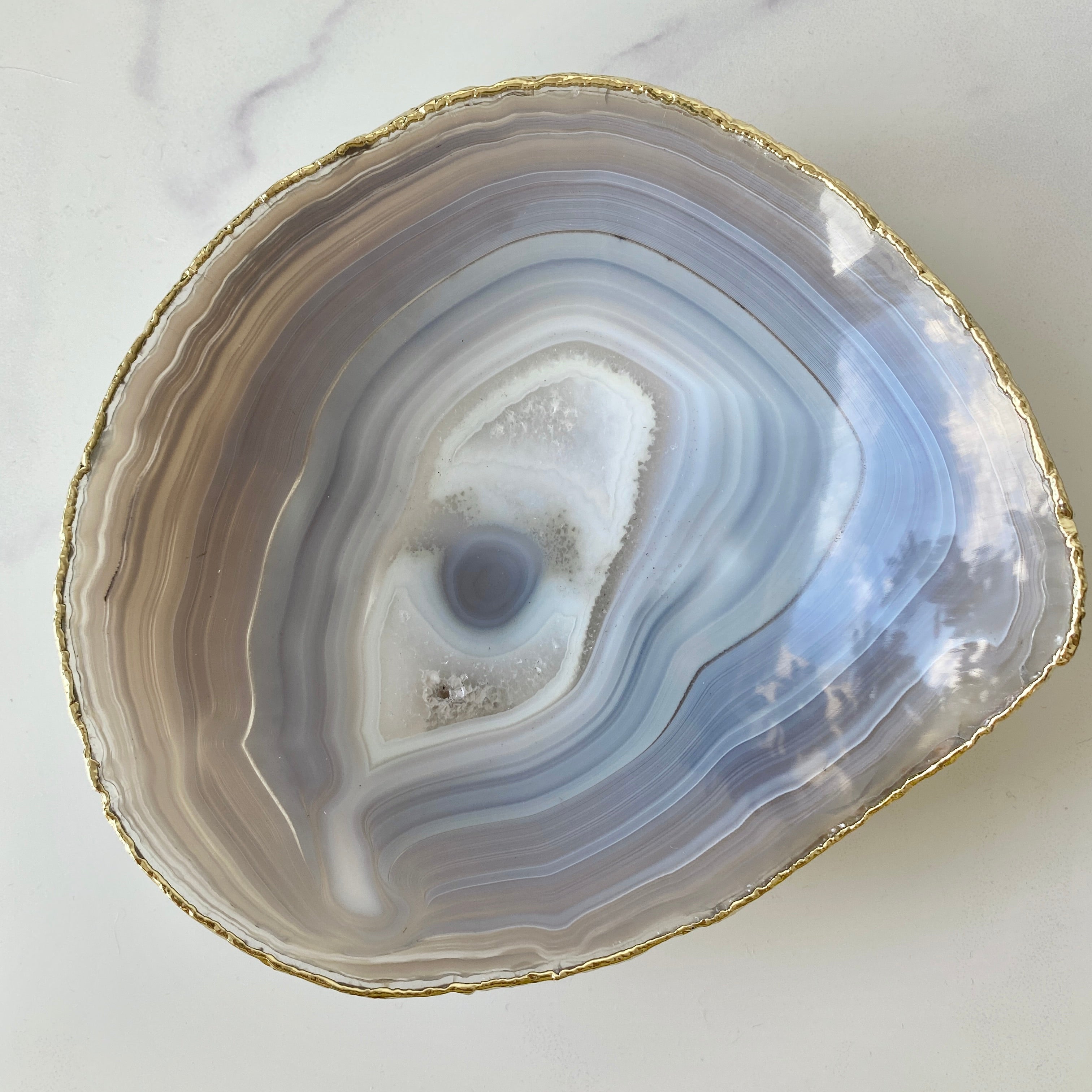 Achatschale gebändert mit Goldrand