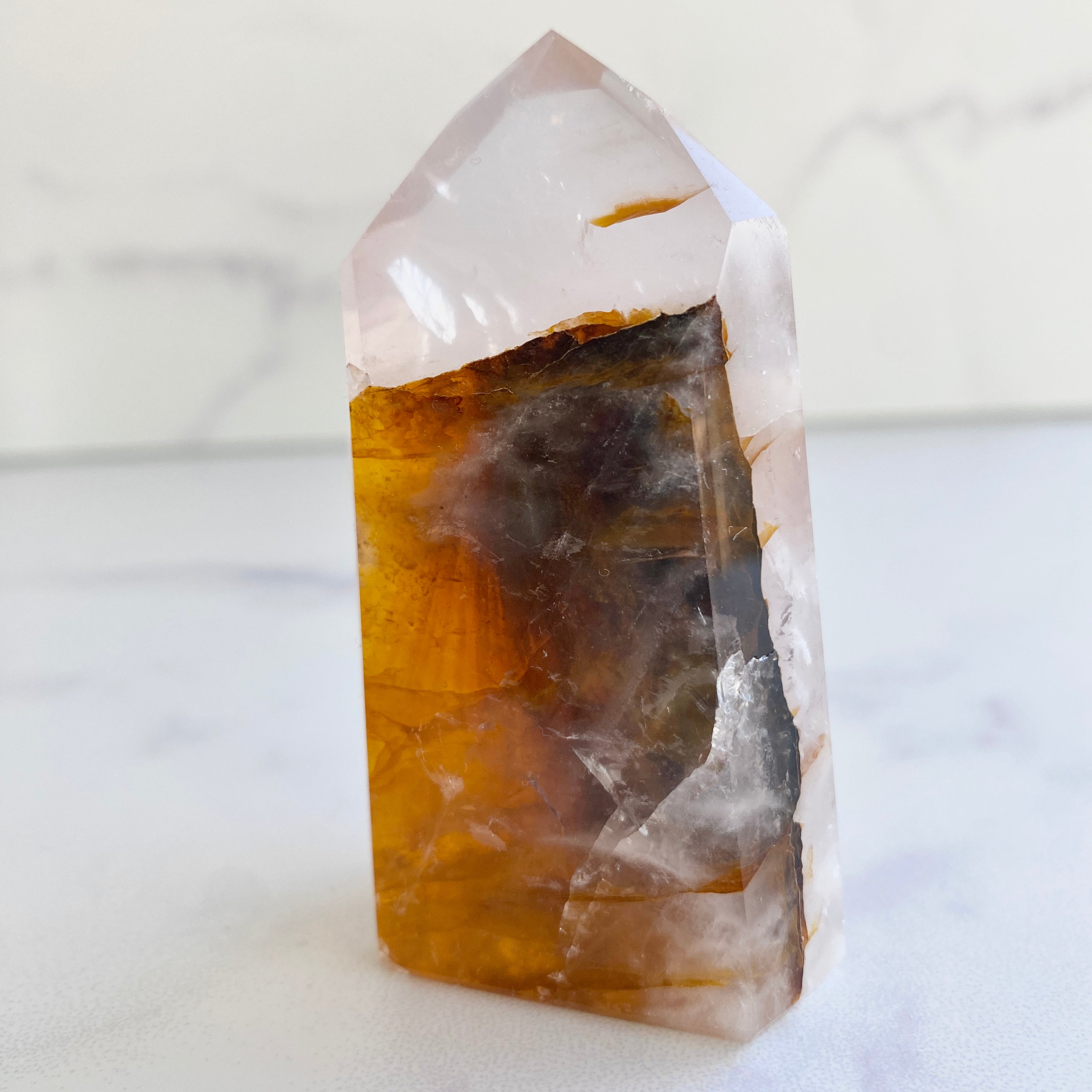 Golden Healer Turm mit Rosenquarz