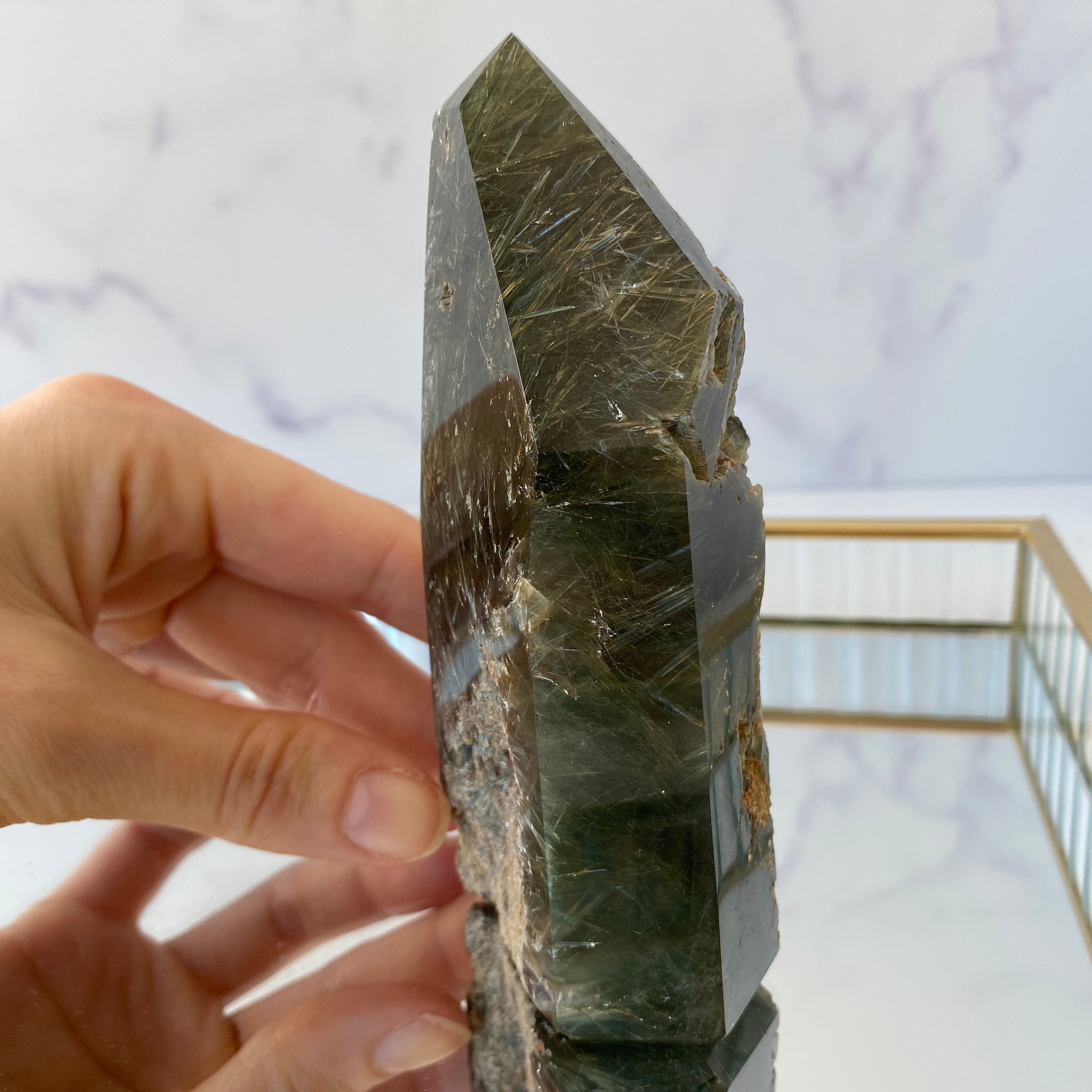 Aktinolith in Quarz Turm