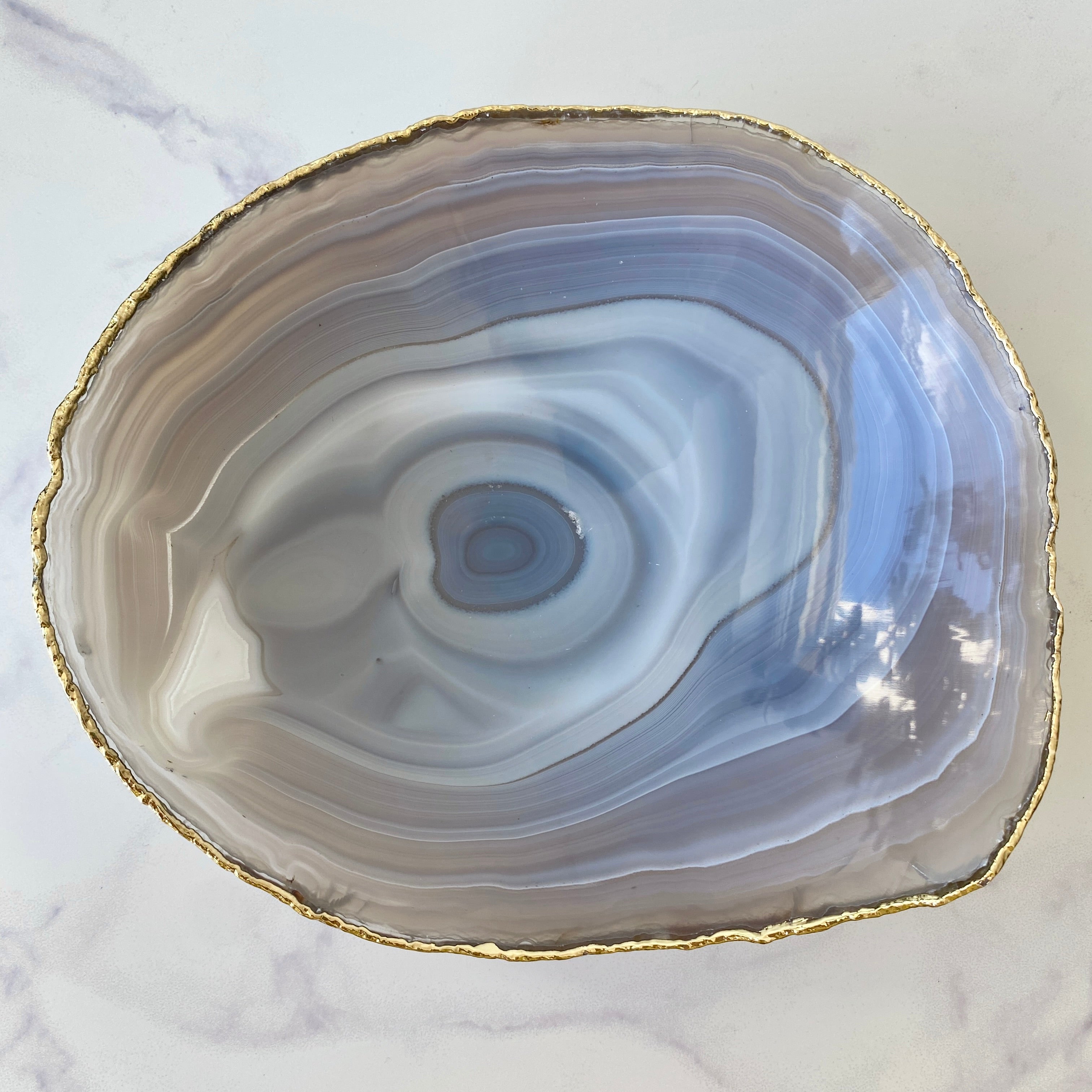 Achat Dekoschale mit Goldapplikationen