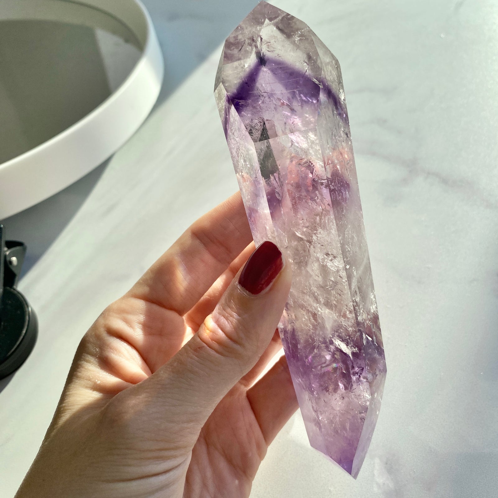 Großer Amethyst mit Phantomen Doppelender