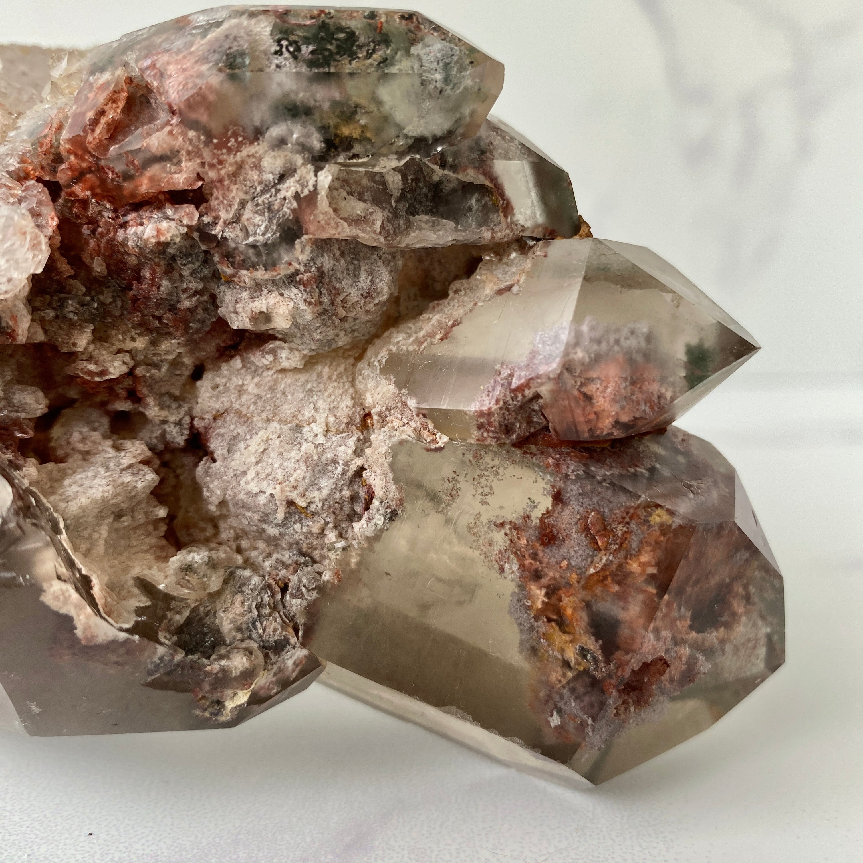 Mehrfach Doppelender Rauchquarz Cluster mit Lodolith