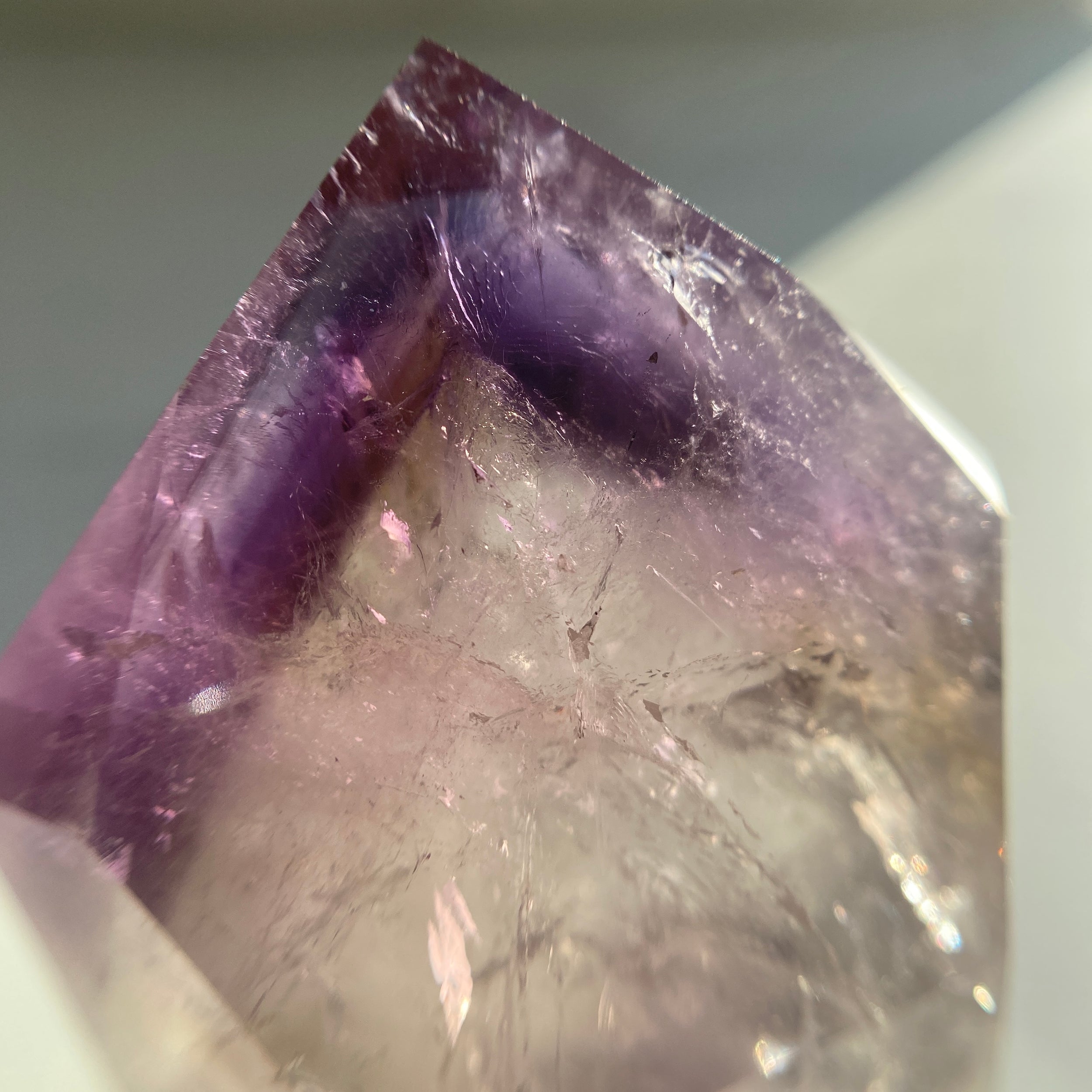 Ametrin Turm, Amethyst mit Citrin Turm