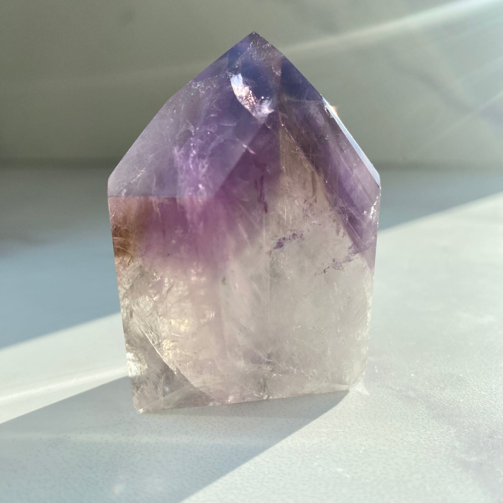 Ametrin Turm, Amethyst mit Citrin Turm