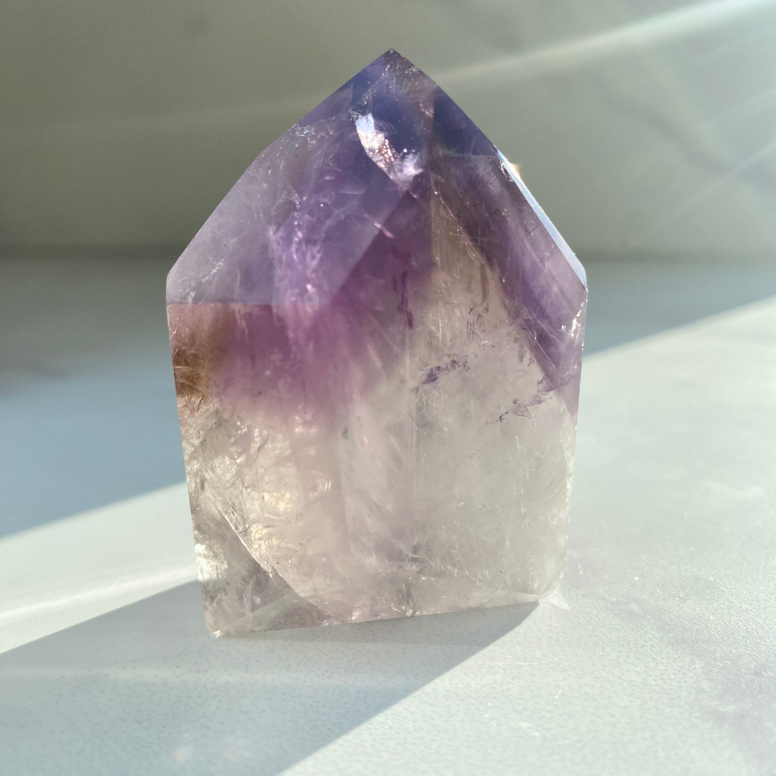 Ametrin Turm, Amethyst mit Citrin Turm