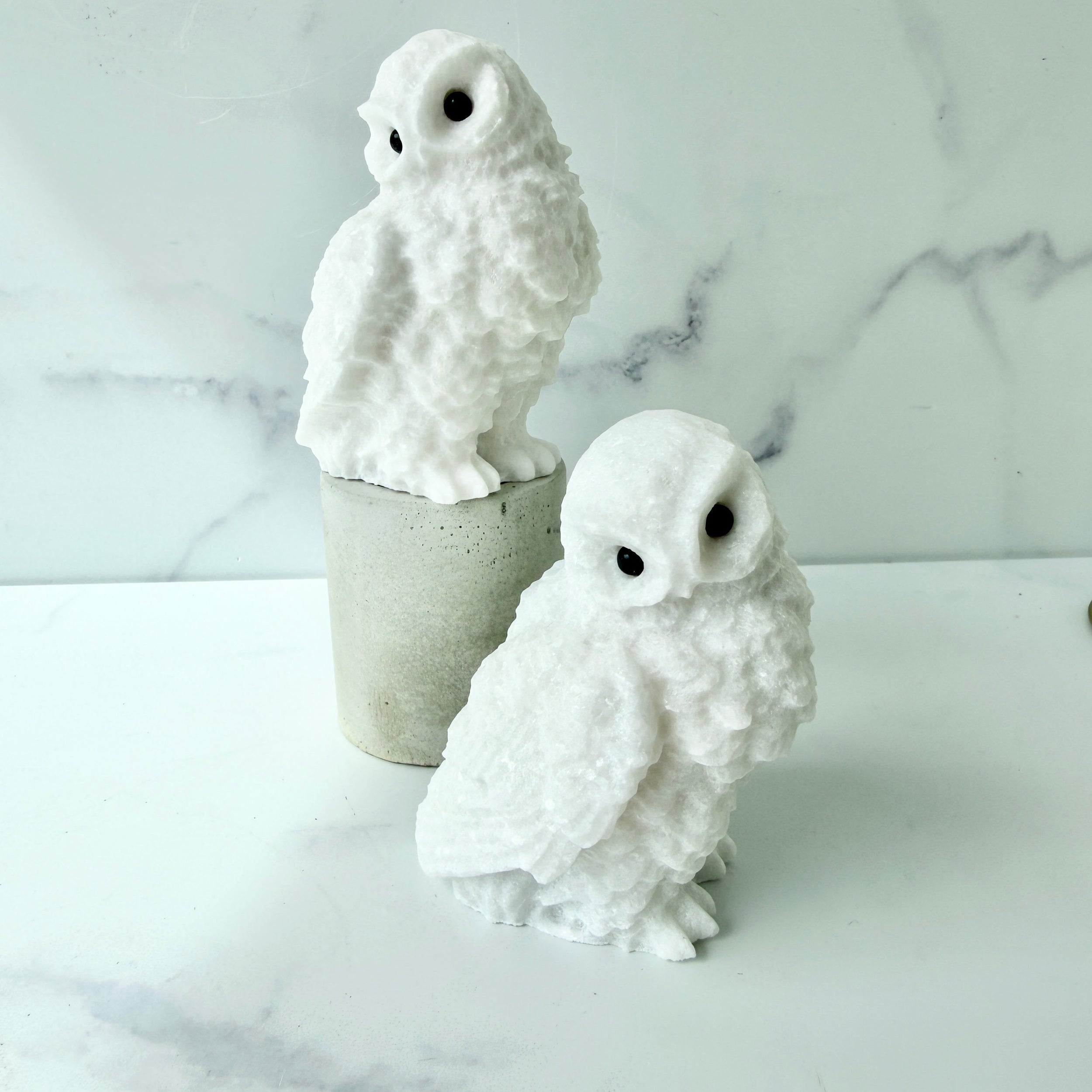 Eule Dekofigur aus weißem Alabaster kaufen