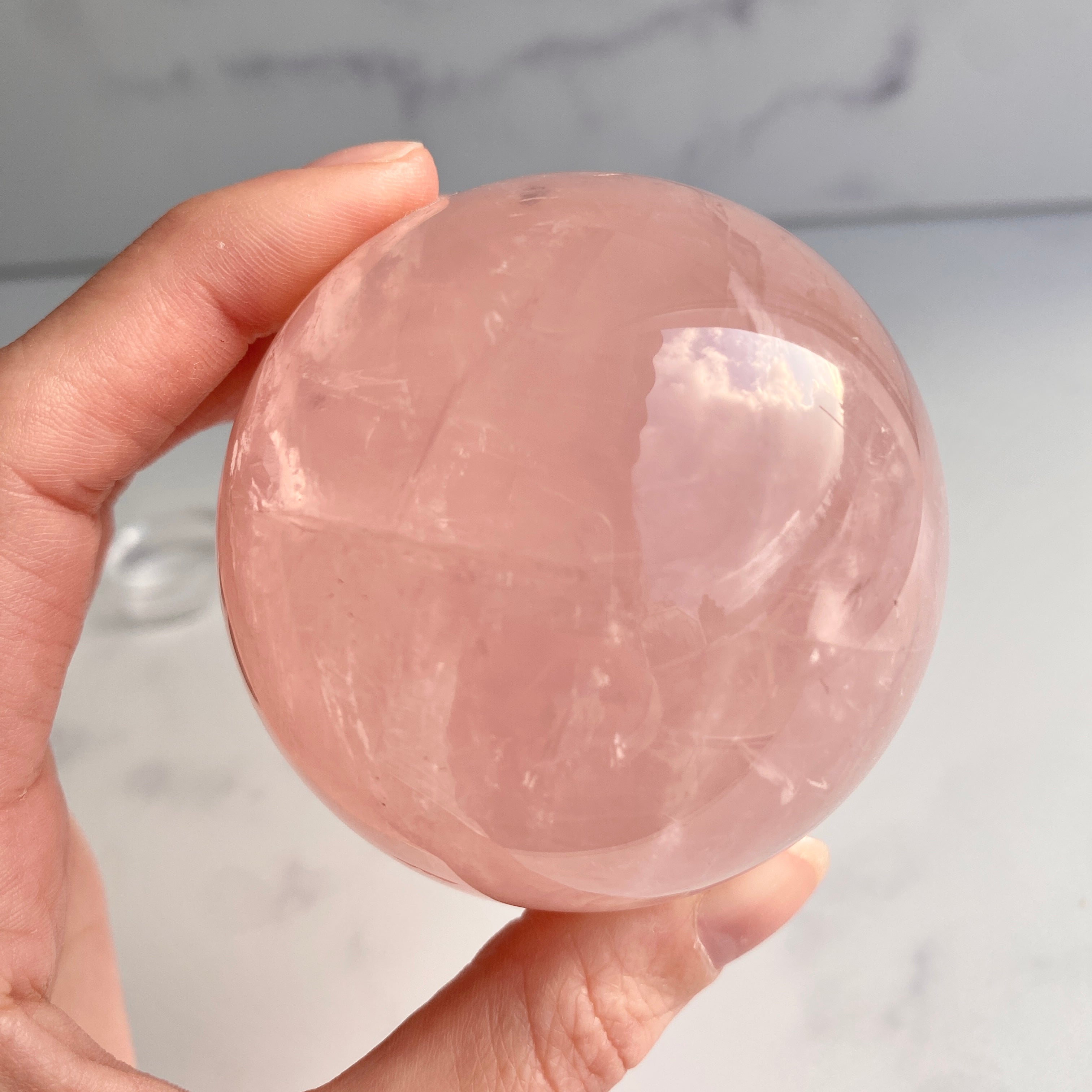 Rosenquarzkugel mit Stern