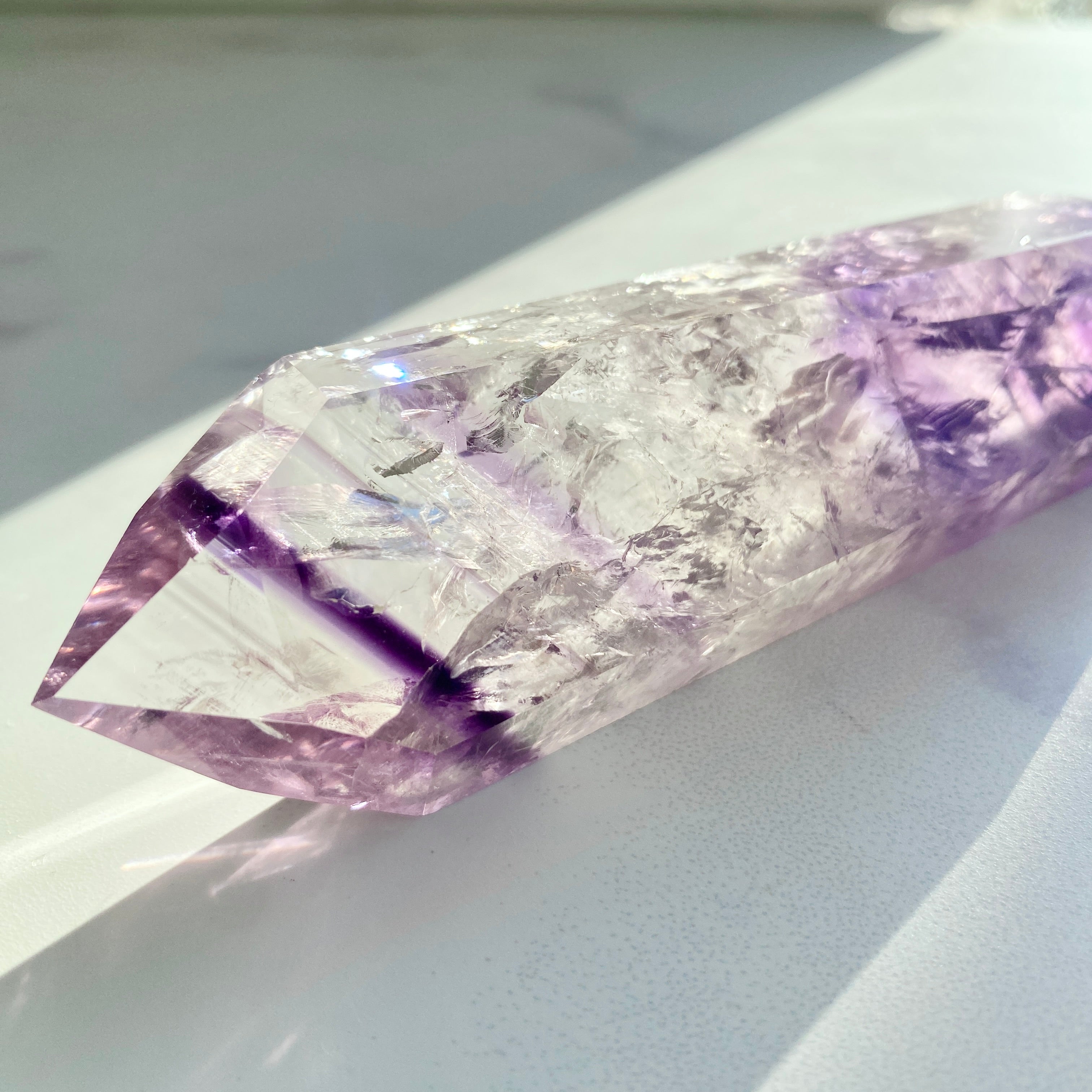 Klarer Amethyst Doppelender mit Phantomen