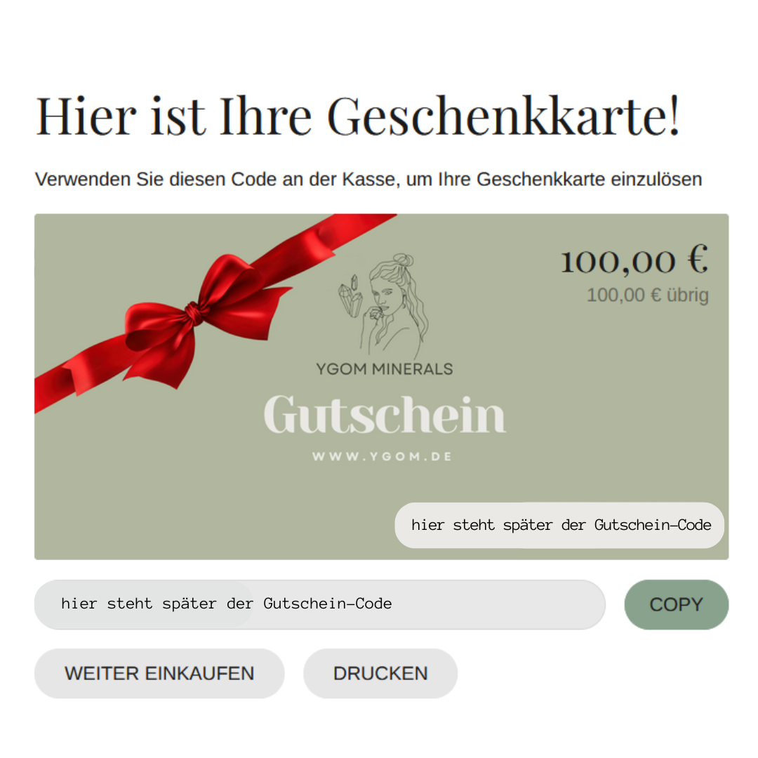 Geschenkgutschein YGOM MINERALS - versandkostenfrei, digital