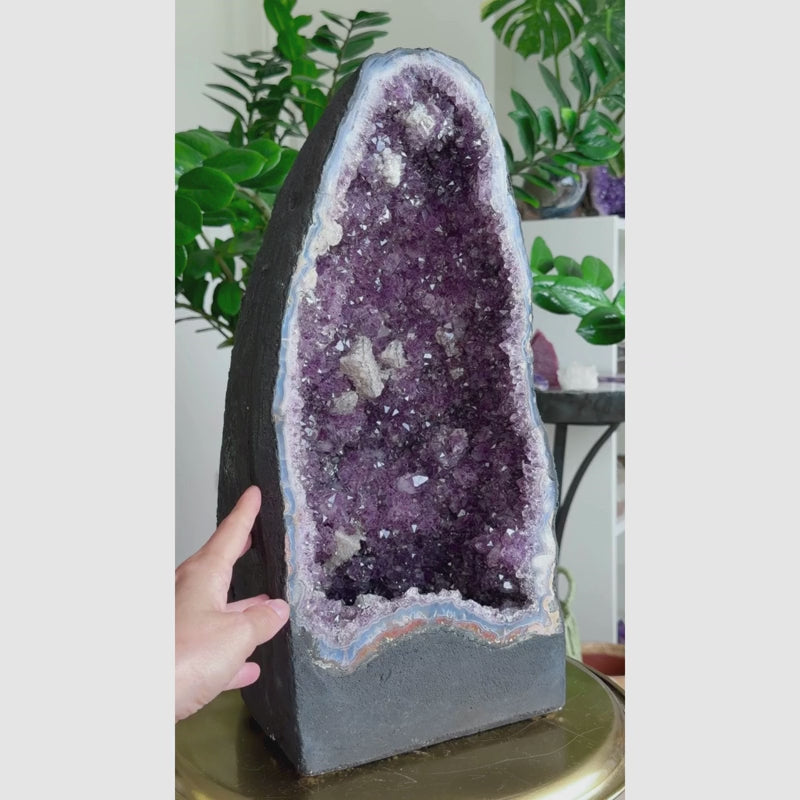 XL Amethyst Zucker Calcit Kathedrale, Amethyst Druse, Einzelstück