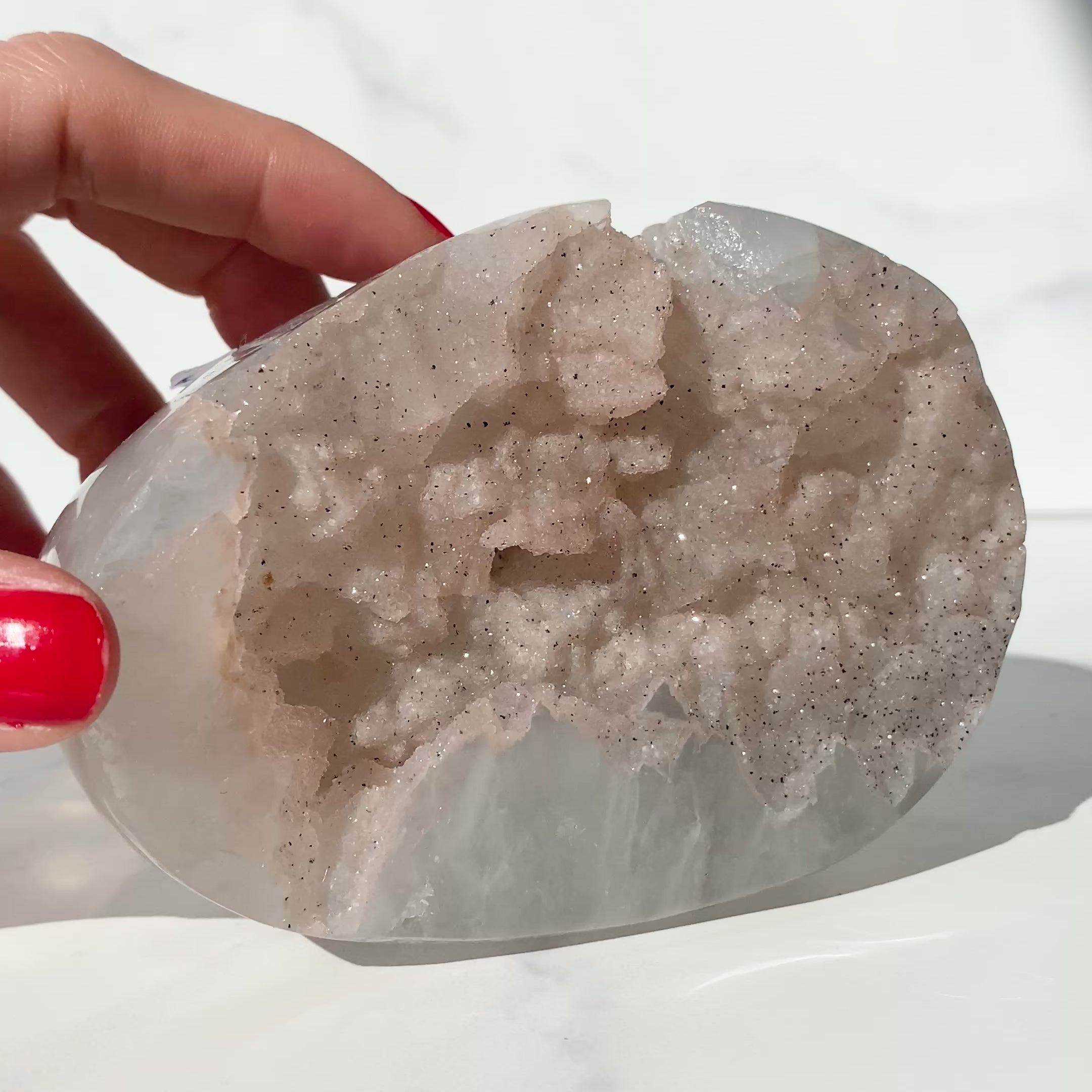 Zucker Achat in pastelligem altrosa Einzelstück