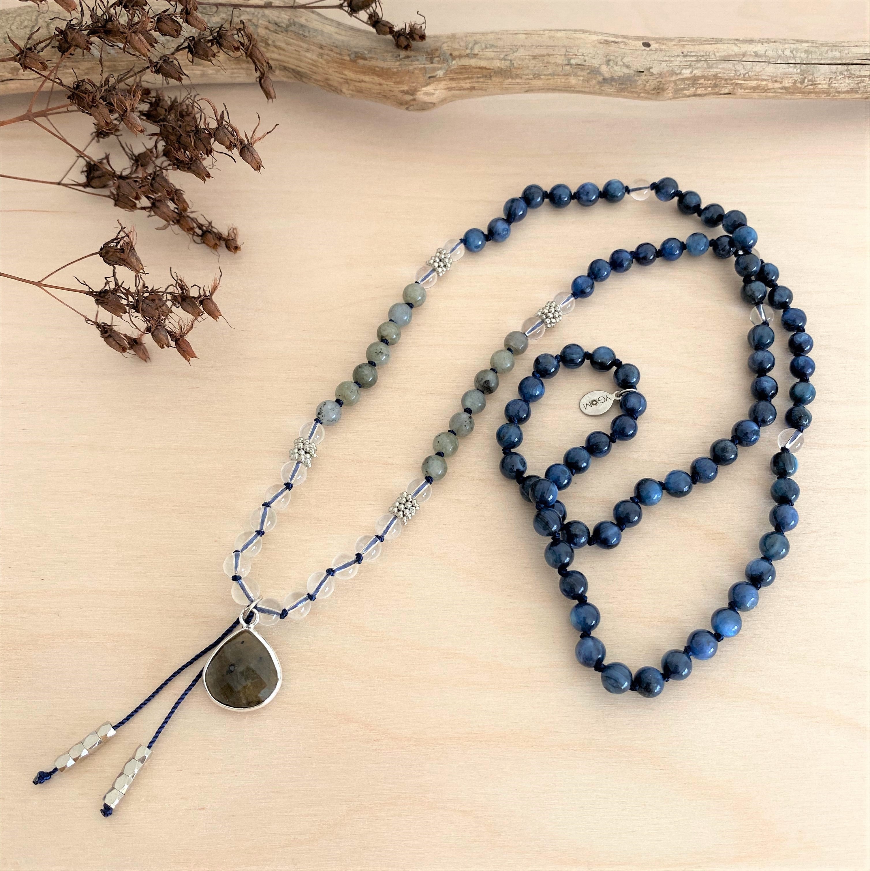 INNER PEACE Mala | Kyanit, Bergkristall & Labradorit - Abbildung
