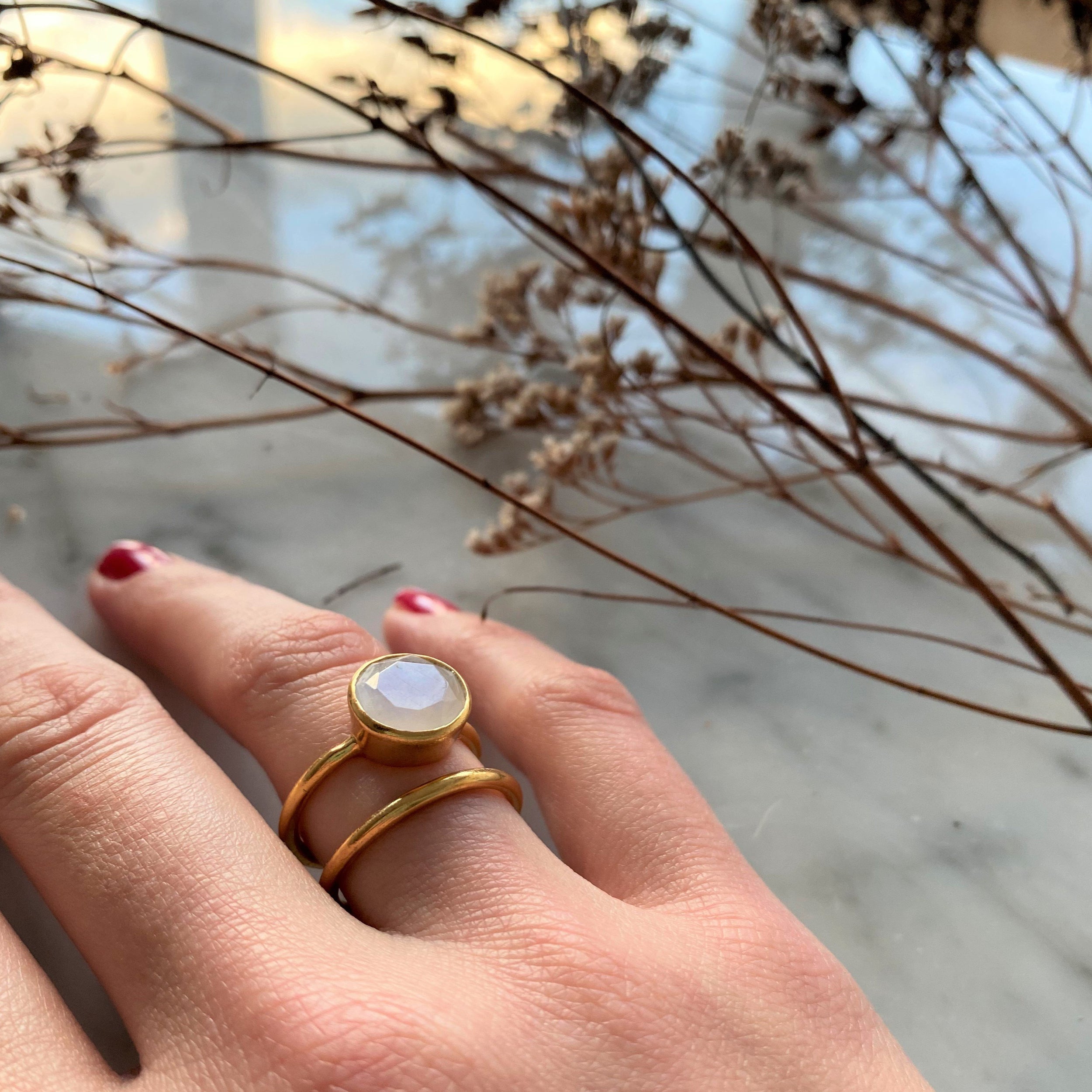 Mondstein Ring MAGIC MOON - CIRLCE | 925 Sterling Silber