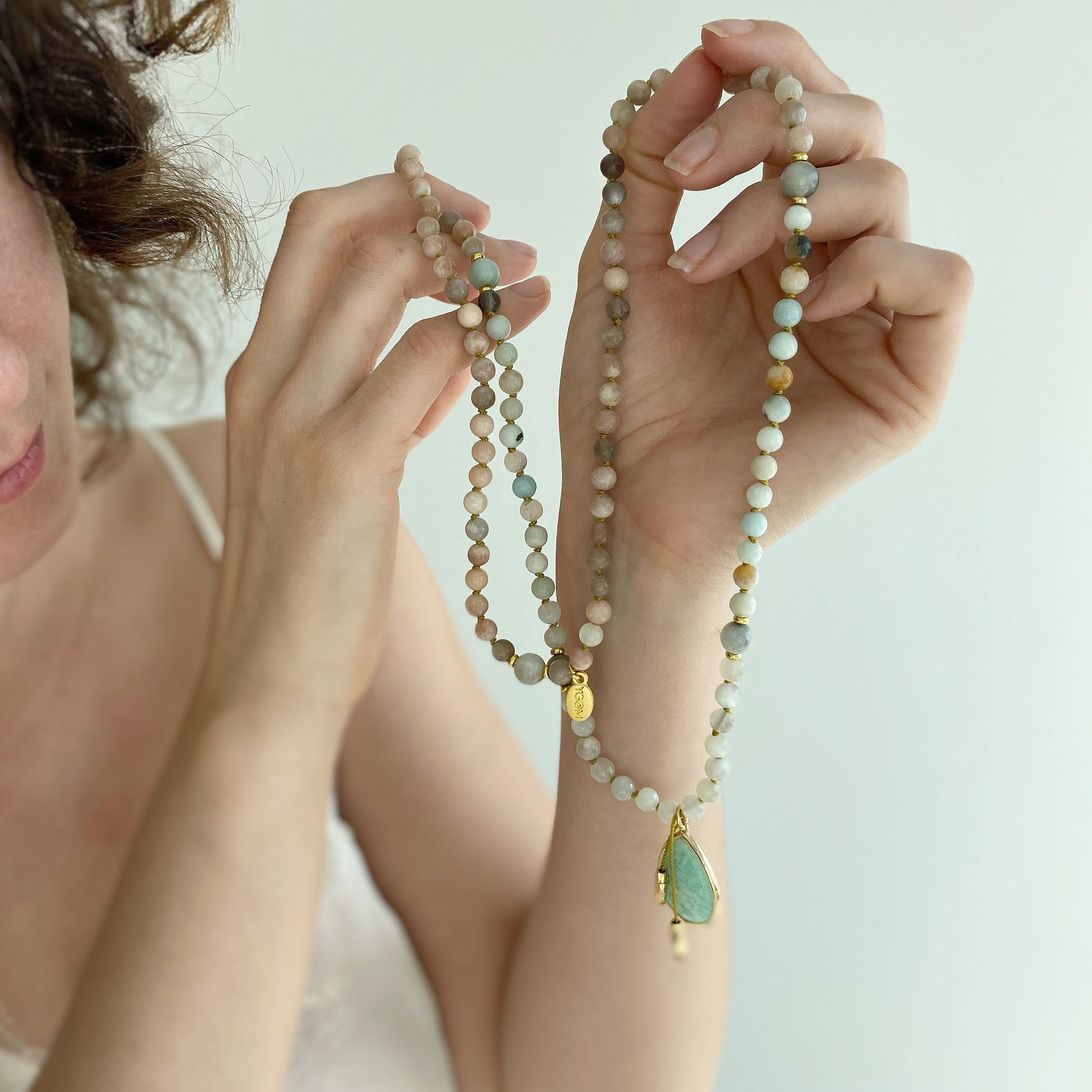 FLOWER GARDEN Mala | Amazonit, Sonnenstein & Mondstein
