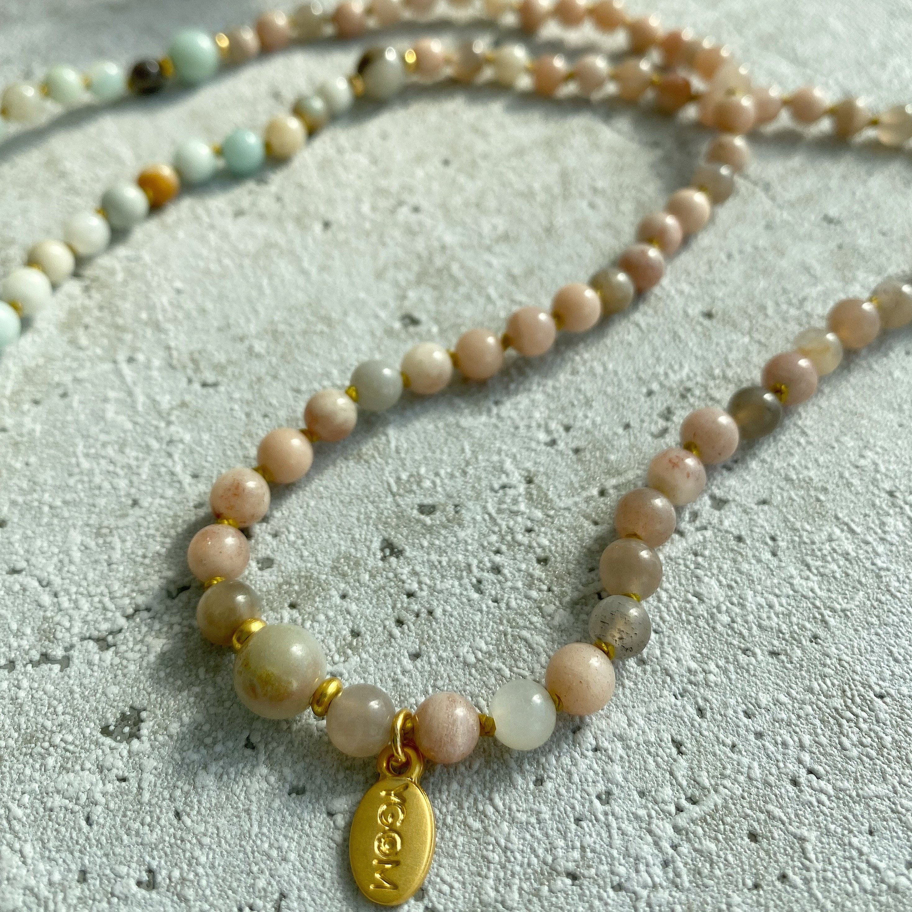 FLOWER GARDEN Mala | Amazonit, Sonnenstein & Mondstein