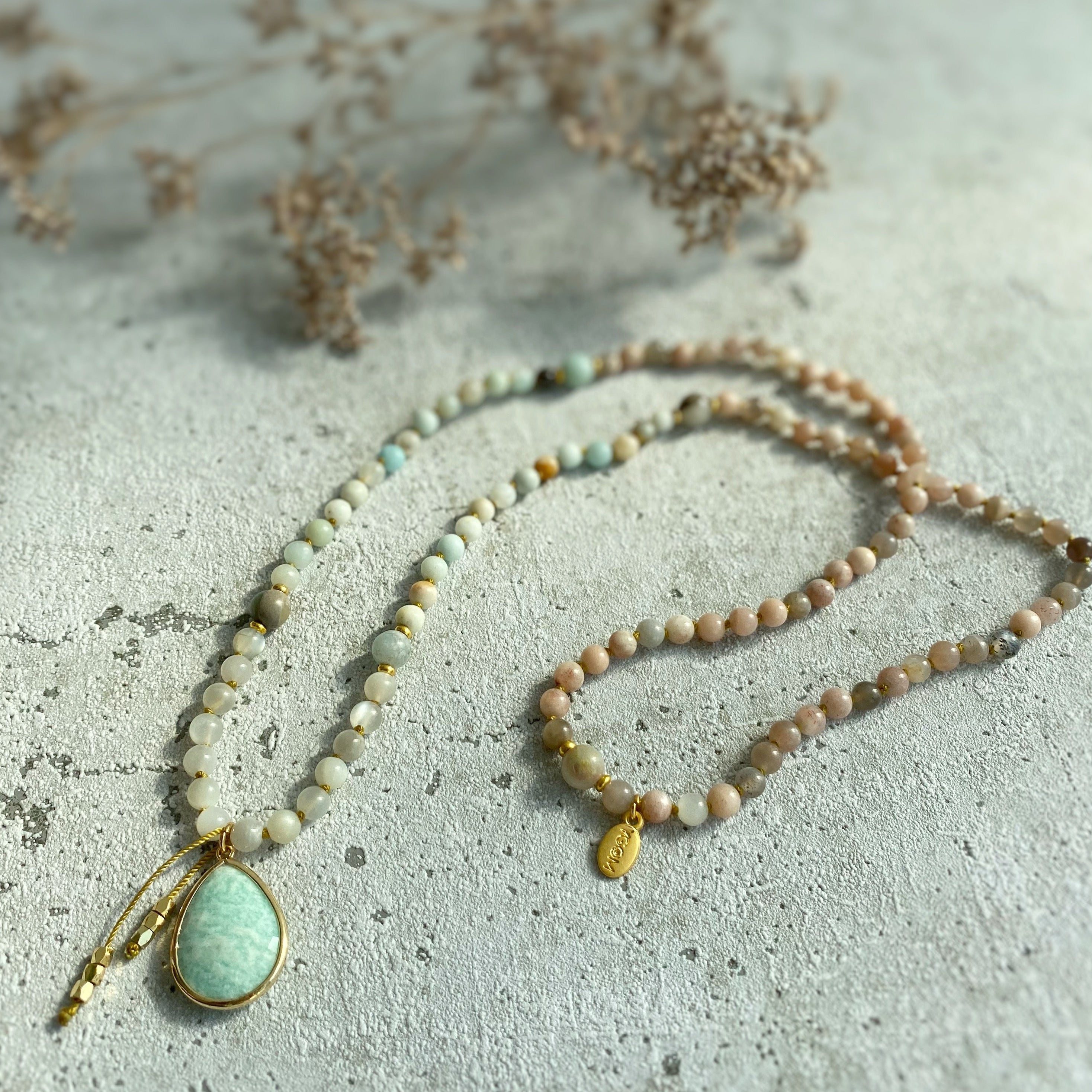 FLOWER GARDEN Mala | Amazonit, Sonnenstein & Mondstein