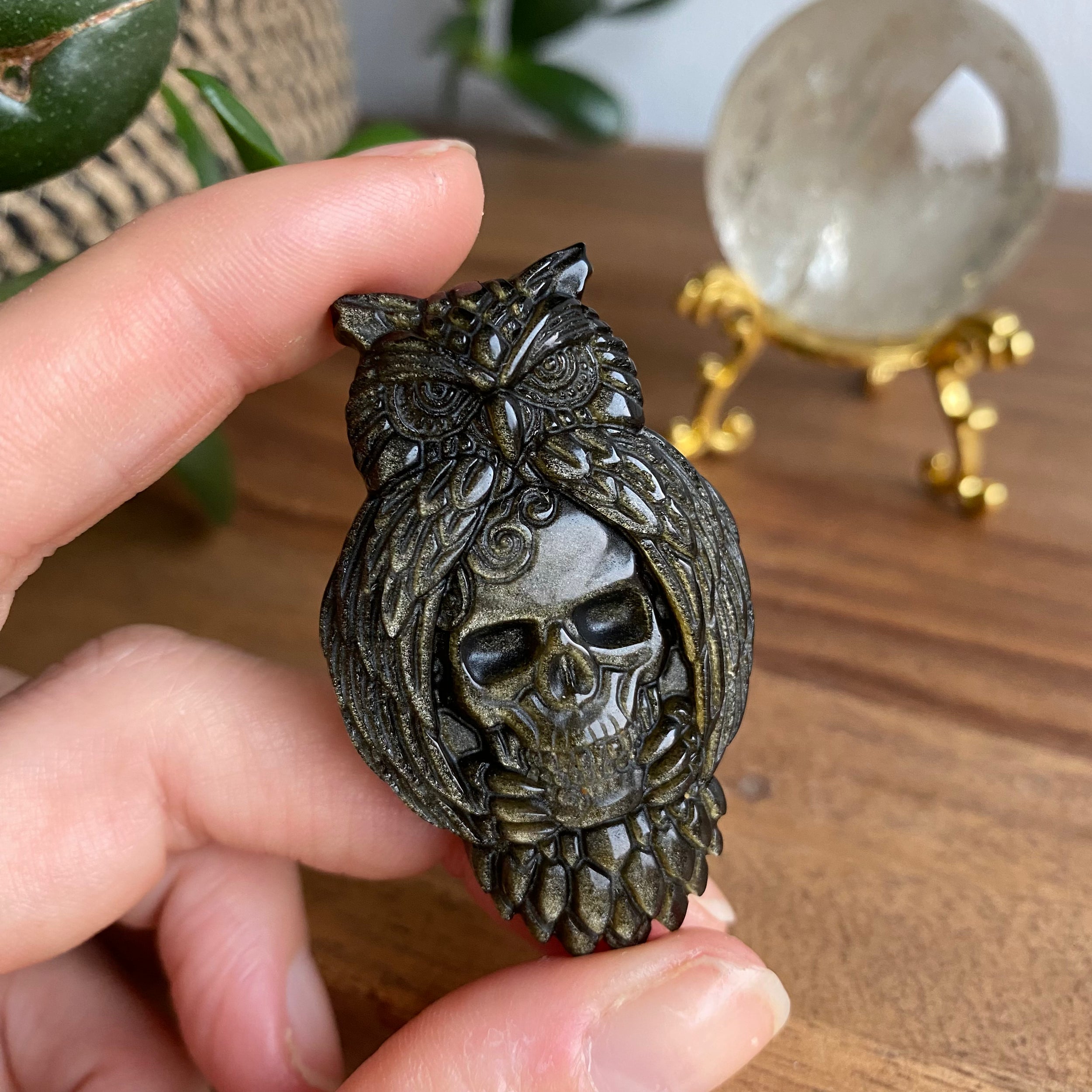 Goldobsidian Eule & Skull