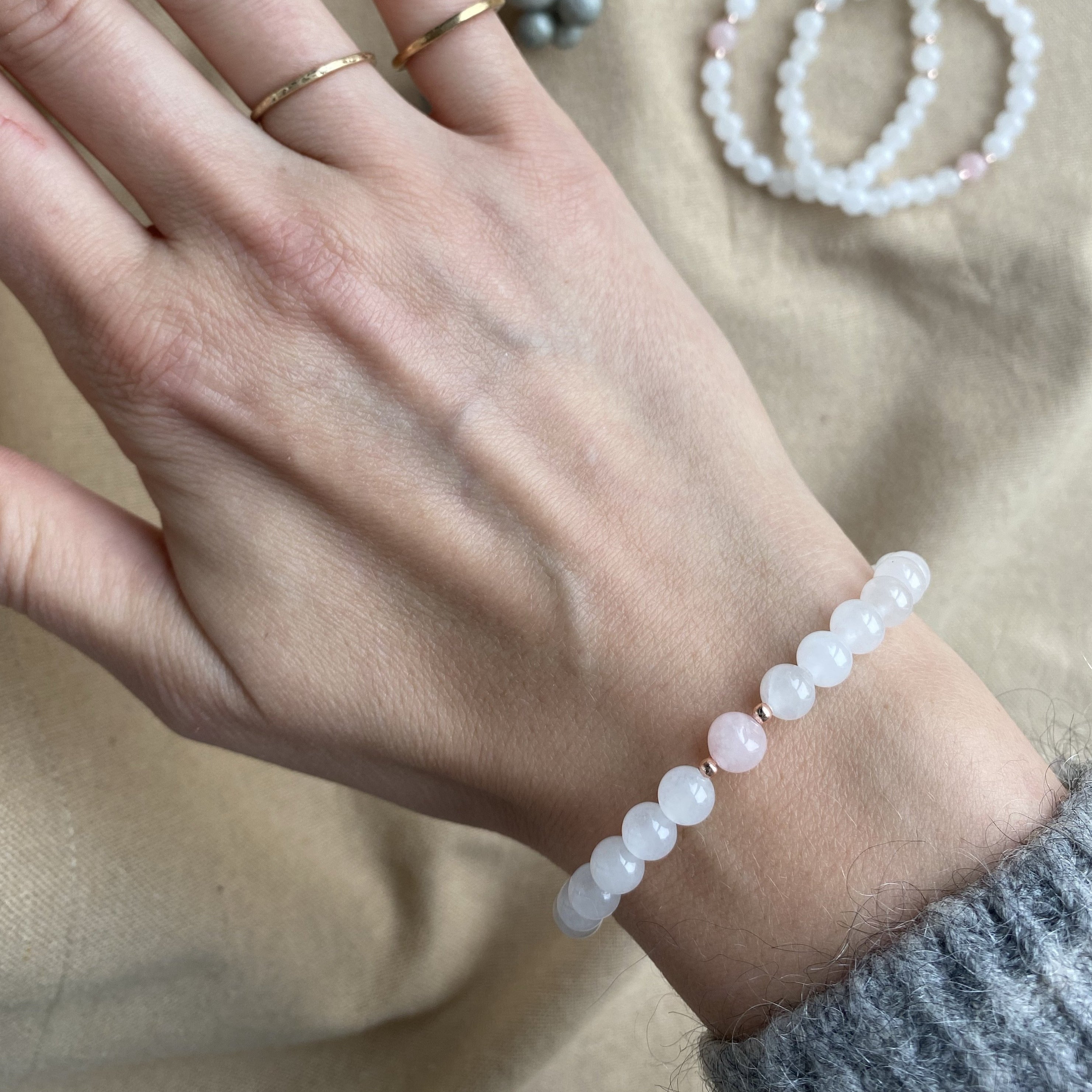 HARMONY Armband | ROSENQUARZ & JADE - Aufnahme YGOM